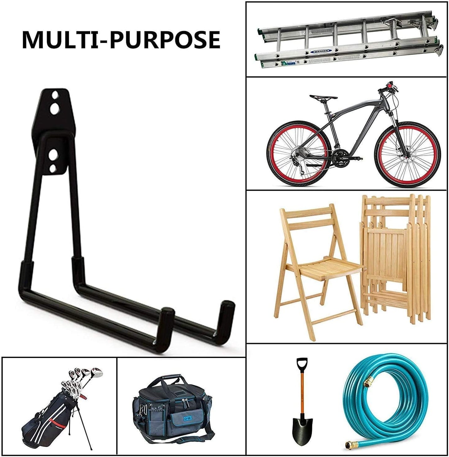 Garage Hooks, 12 Pack Wall Storage Hook Includes 2 Extension Cord Holder, Utility Organization, Heavy Duty Wall Mount Hangers for Hanging Bike, Ladder, Garden Tools
