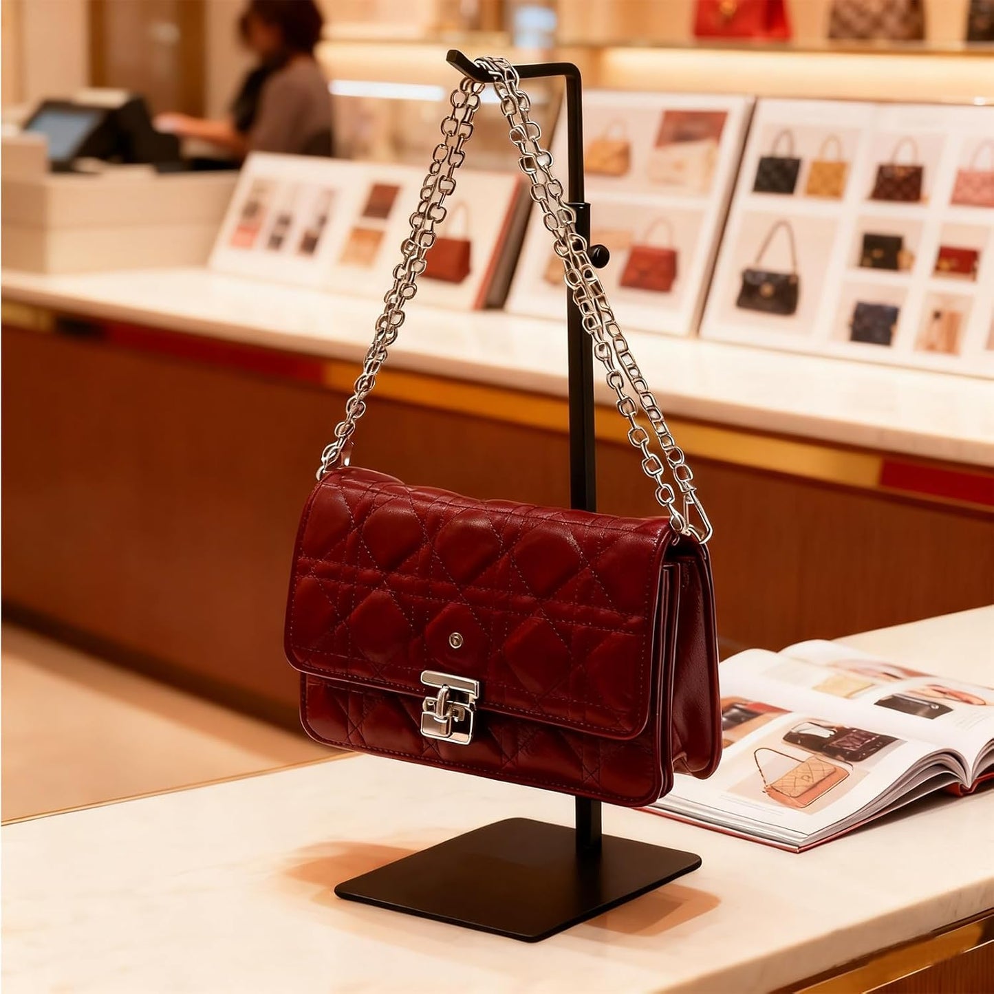 2Pcs Purse Display Stand, Adjustable Purse Stands for Display,Black Handbag Display Stand,Wreath Stand,for Suitable for Desktops,Wardrobes and Commercial Storeshook Stand