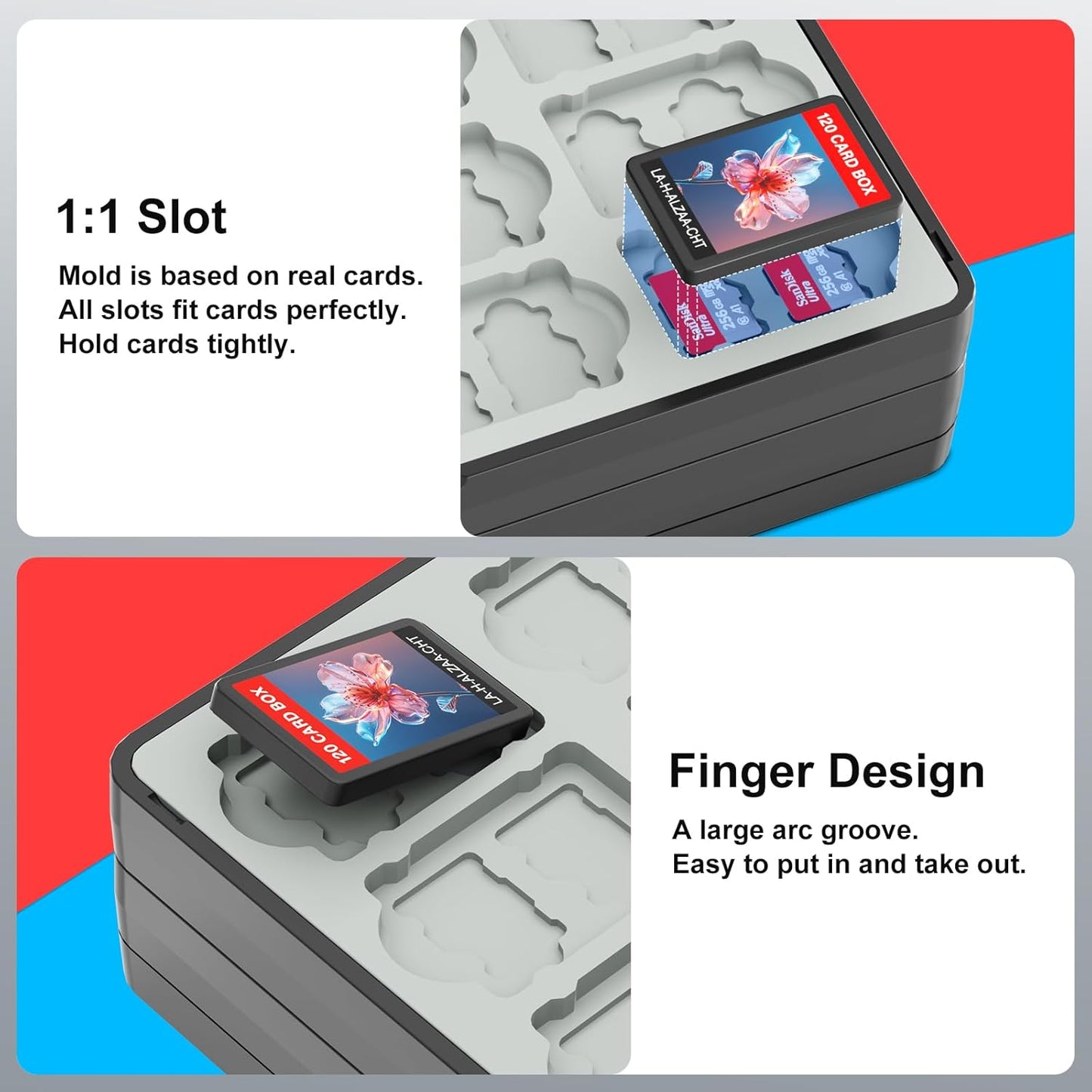 iPLYGAM Switch Game Case for Nintendo Switch 2/Switch/OLED/Lite with 120 Slots and 240 Memory Micro SD Card Storage, Portable Travel Switch Game Holder Organizer, Game Card Protective Festival Gift