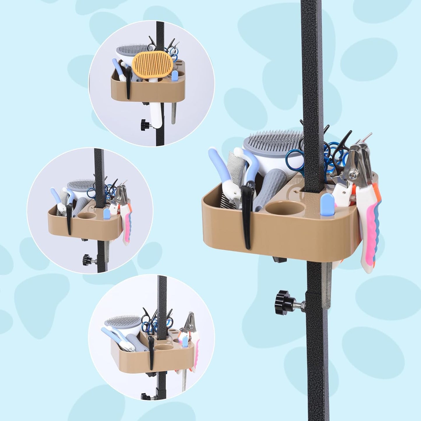 TopLove Adjustable Grooming Tool Organizer for Scissors, Brushes and Combs - Fits Most Beauty Arms