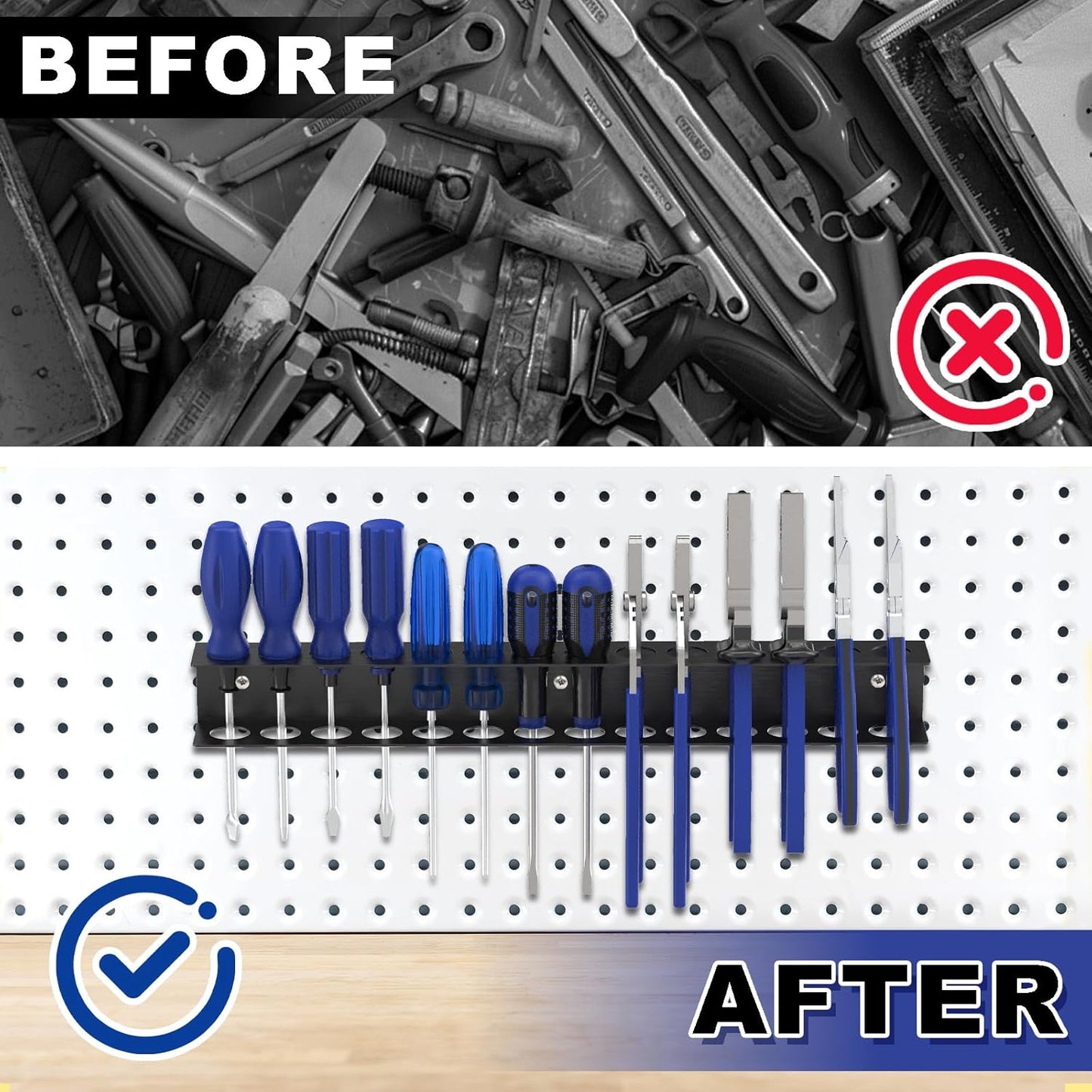 Screwdriver Organizer Wall Mount, Screw Driver Holder,Metal Plier Rack Utility Tool Rack Organizers and Storage Rack for Garage Workshop Workbench Tool Chest Cart (1 PCS)