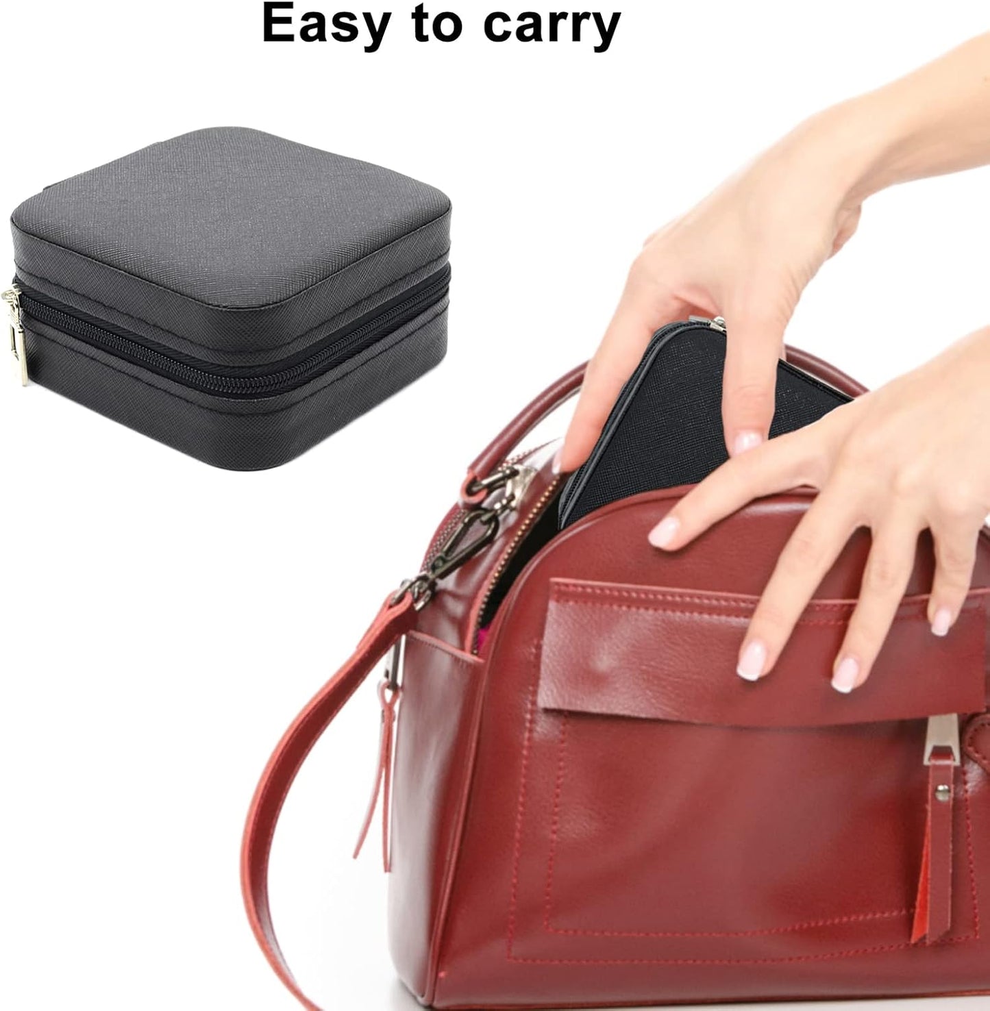 KEINE MARKE Small Jewelry Box, Travel Portable Jewelry Case for Ring, Pendant, Earring, Necklace, Bracelet Organizer Storage Holder Boxes (black*8).