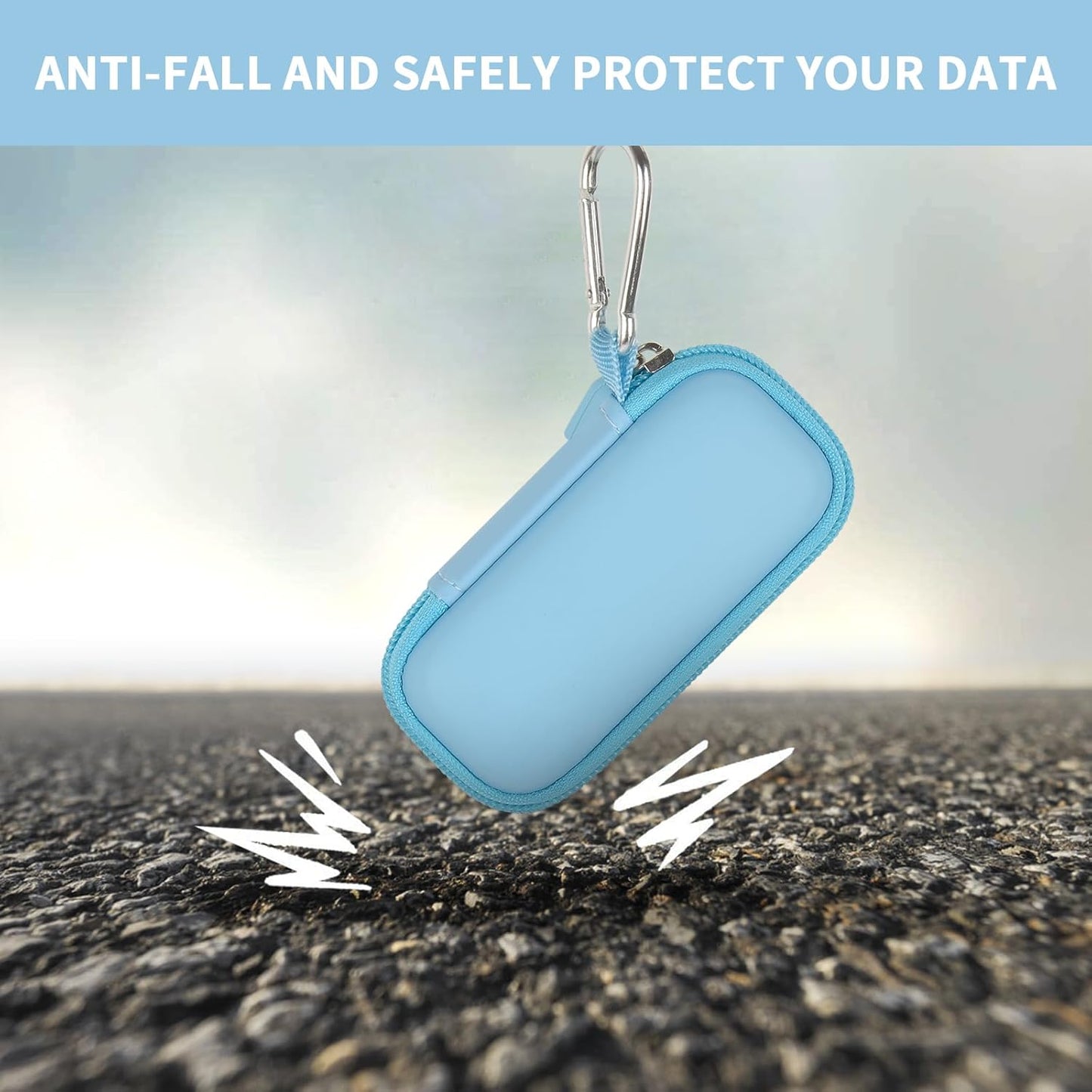 USB Flash Drive Case, SD Card Holder Compatible with Thumb Drive, Memory Cards, SDXC SDHC Storage Bag, Electronic Accessories Organizer for SanDisk for Samsung for Inland (Light Blue)