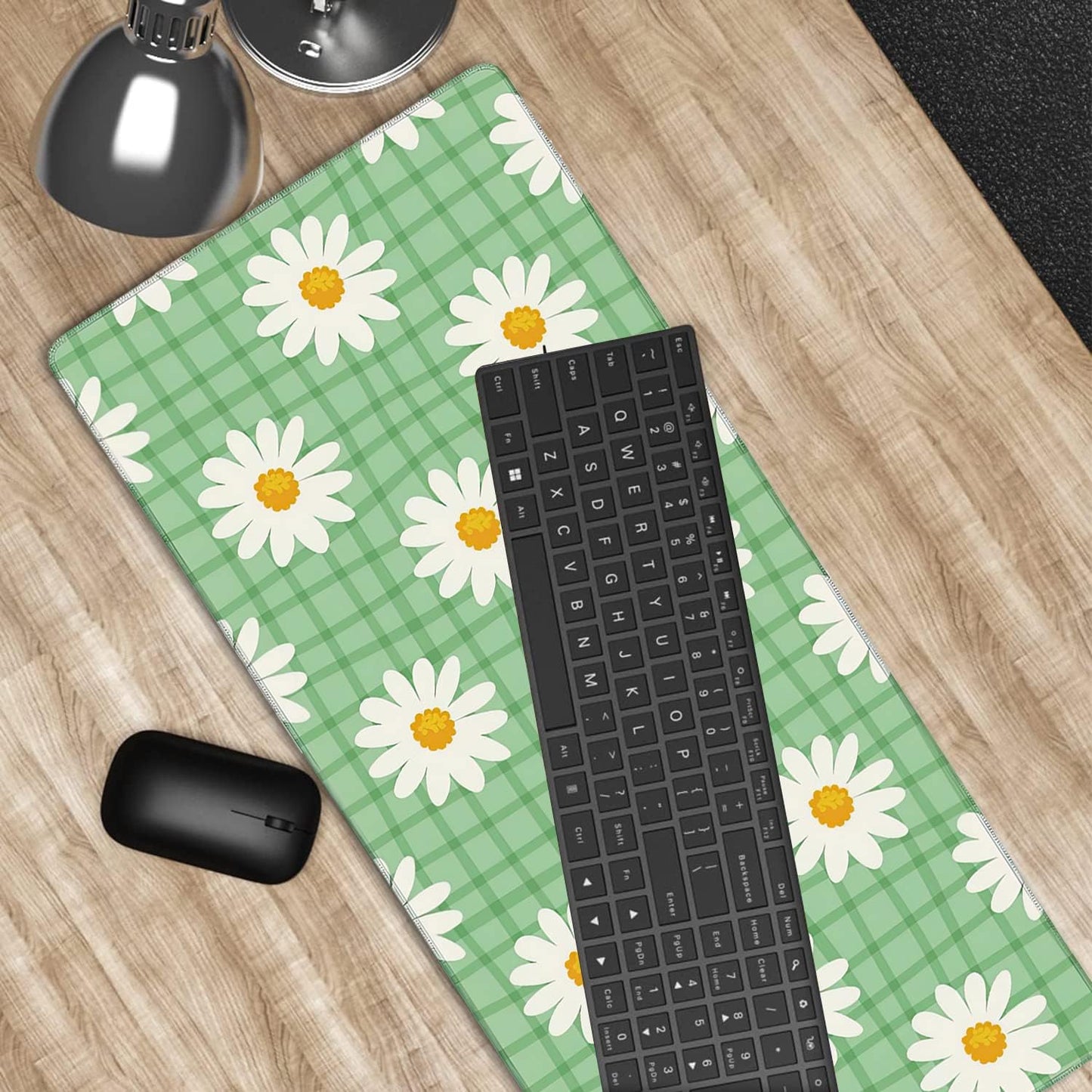 Daisy Floral Gaming Mouse Pad XXL Large Desk Mouse Pad Keyboard Mat with Stitched Edges Waterproof Non-Slip Desk Mat for Laptop,Keyboard,Computer 35.4 * 15.7 Inch