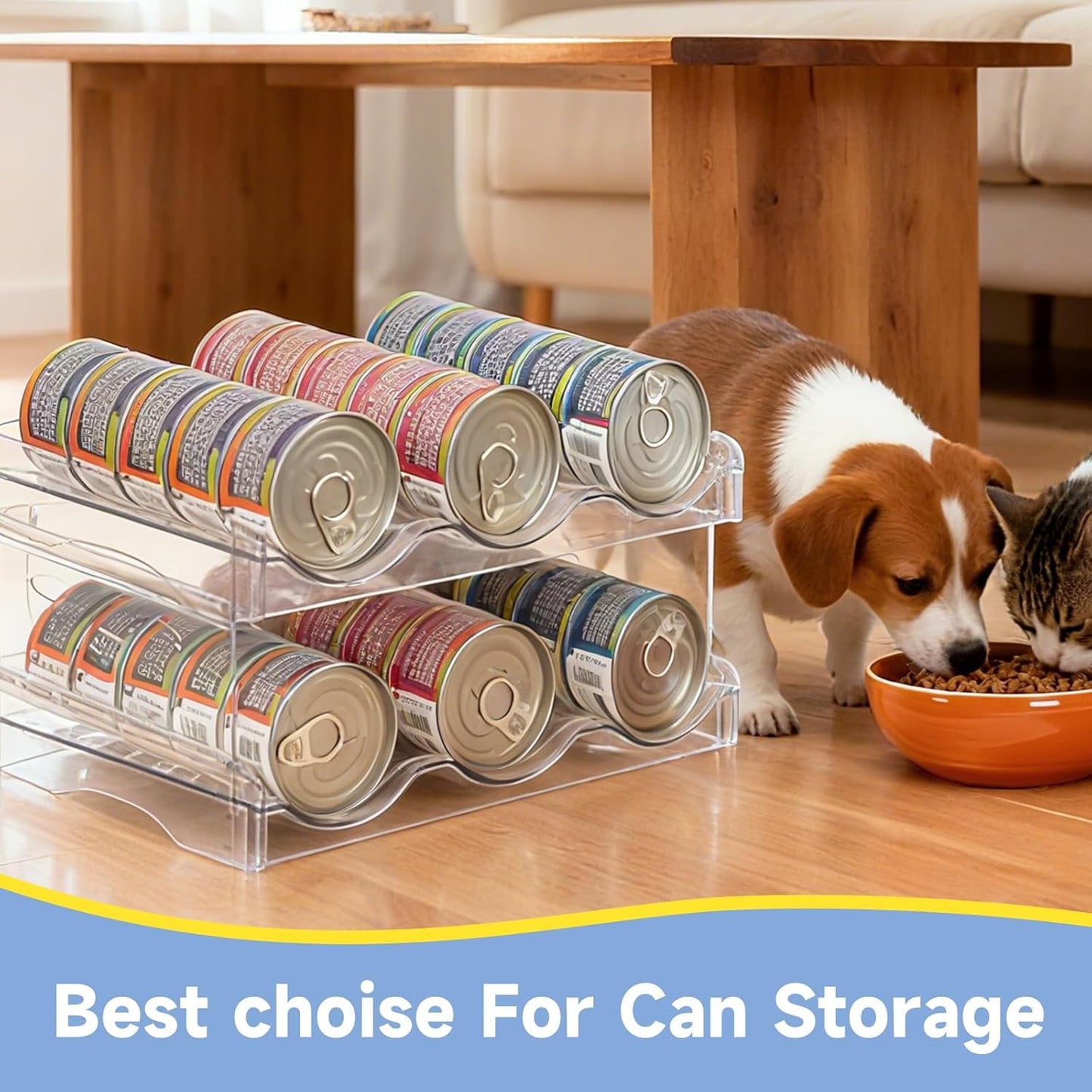 Cat Food Organizer,Can Organizer for Pantry,2-Layers Transparent Cat Food Can Organizer Container Holds 36 (3.5oz) Cans,Canned Cat Food Organizer and Storage for Countertop Kitchen Cabinet
