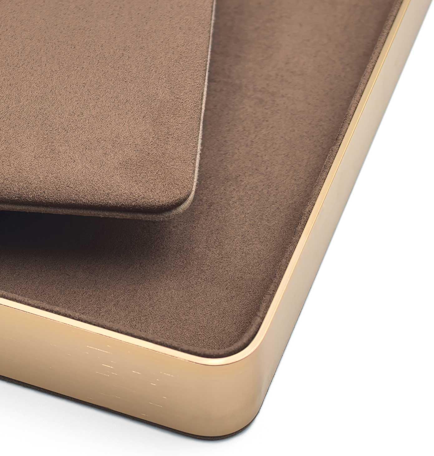 Metal Jewelry Tray, Valet Tray, Bedside Table and Desktop Organizer. It is Stackable and can be Used to Display Watches, Rings, Earrings and Bracelets(Brown)