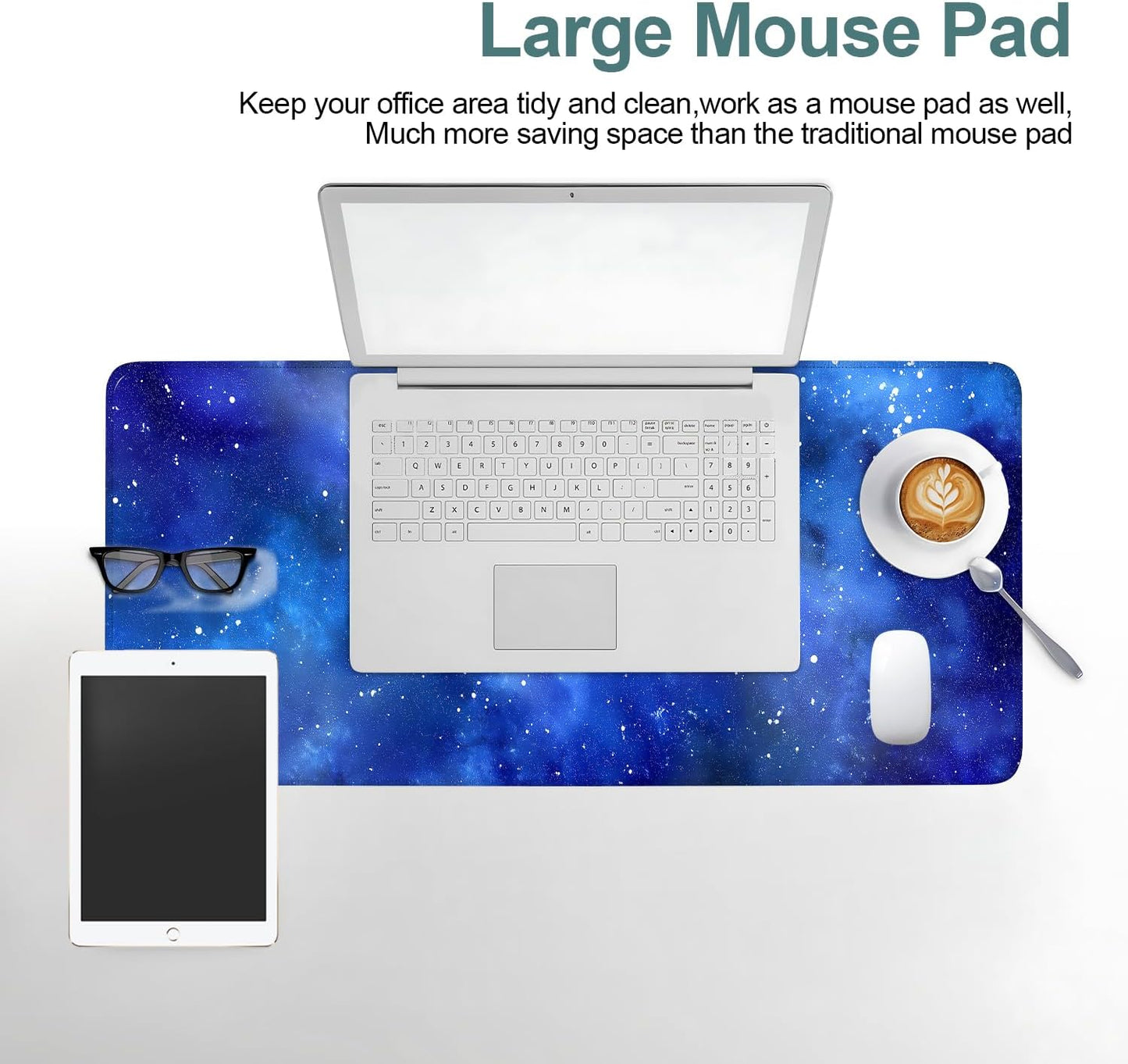 Starry Sky Gaming Mouse Pad 31.5"x11.8"Desk Mat Anti-Slip Rubber Base & Durable Stitched Edges for Gamers Smooth Mouse Writing Surface for Desk Office/Home