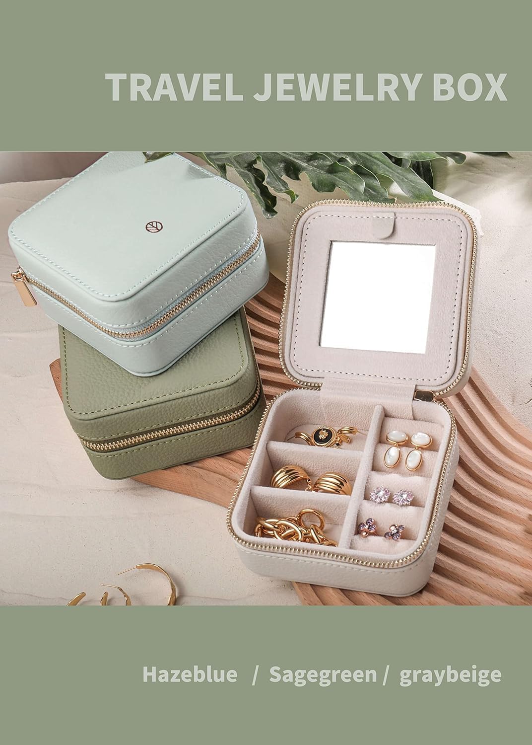 S.Leaf Travel Jewelry Organizer Boxes for Women Small Portable Necklace Earrings Bracelet Rings Travel Case Best Friend Birthday Gifts for Women Trendy (03_Lychee_Heart)