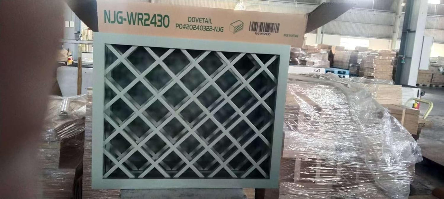 Solid Wood RTA Wine Bottle Rack Wall Cabinet with Lattice Panels - Wine Bottle Holder Storage for Bar, Pantry, or Dining Room and Kitchen(Jade Green, 24”W × 12”D × 30”H)