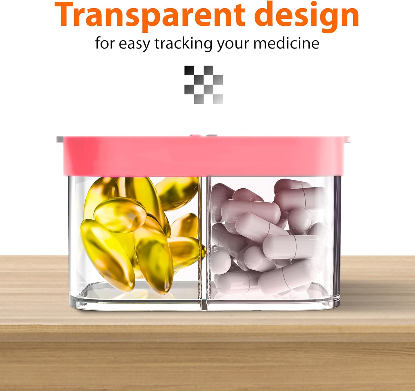 Extra Large Weekly Pill Organizer - XL Vitamin Holder with 7 Detachable AM PM Compartments - Portable Medicine Dispenser for Home and Travel, Big Supplement Container for Weekly or Daily Use, Pink
