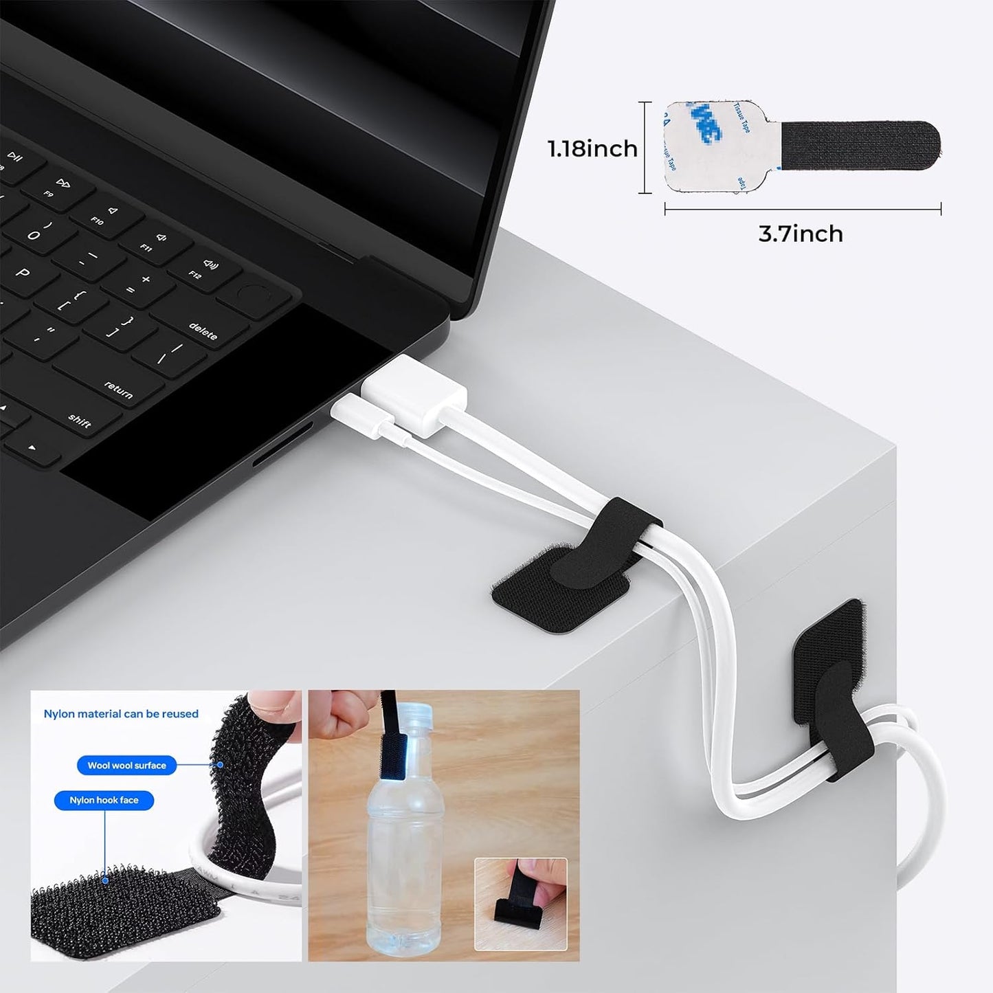 98 Pcs Cable Management Kit, Prevents Cables from Tangling Cable Straps, Cord Management, Wire Organizer for Computer/PC/Desk/Under Desk/Home/Office/Gaming Room