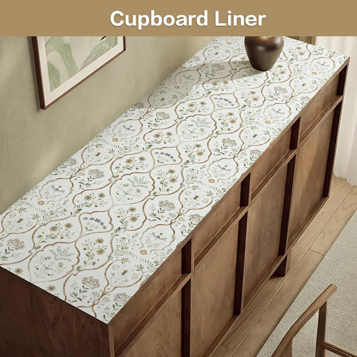 Drawer and Shelf Liner for Kitchen Cabinets Non-Adhesive Drawer Liners Strong Grip Floral Shelf Liners Non-Slip Cabinet Liner,Waterproof Kitchen Cabinet Liners for Shelves,12IN × 10FT