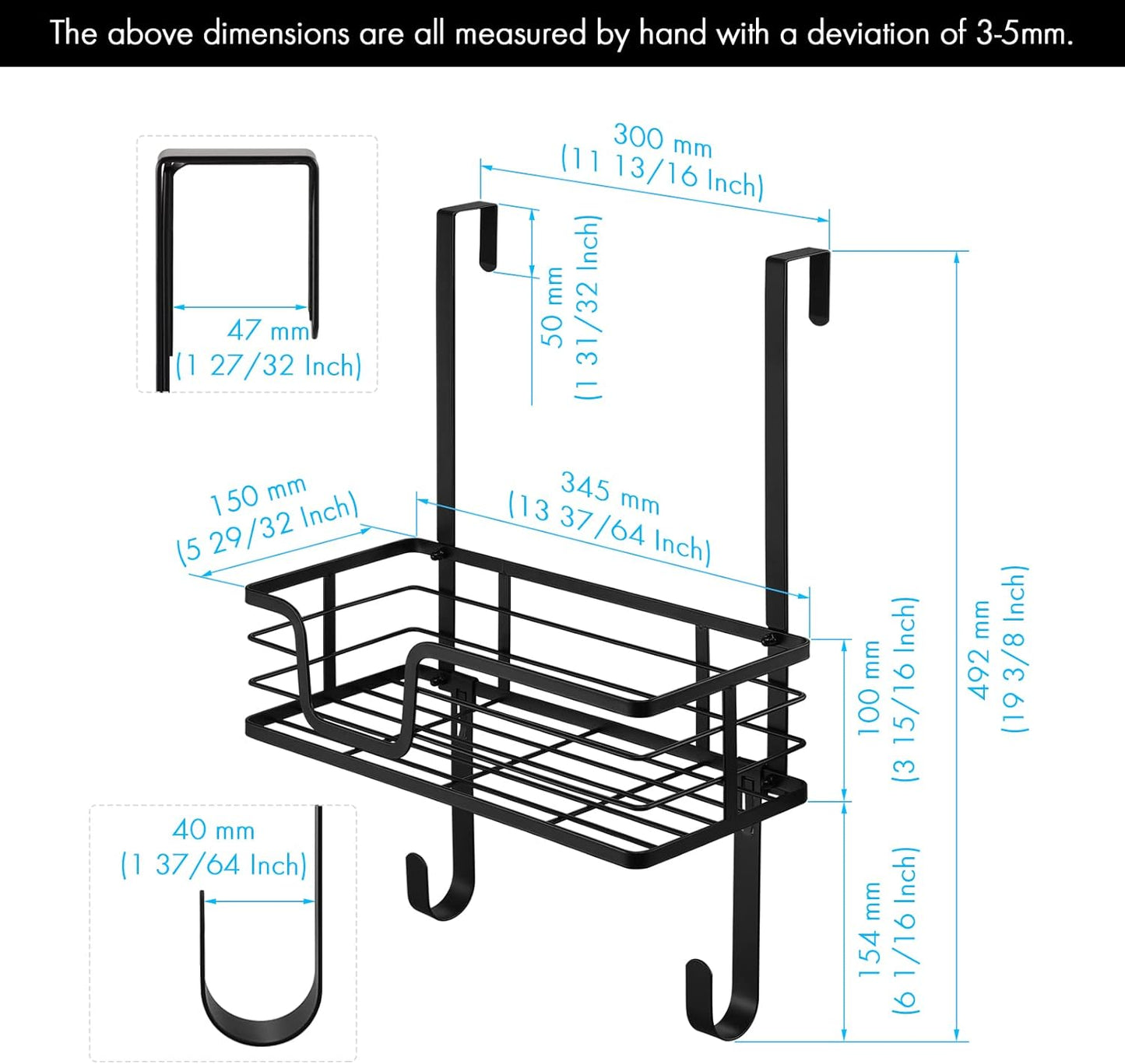 KES Over The Door Ironing Board Holder Door Mount T Shape Ironing Board Hanger Iron Holder Fit for 1 3/4 Doors Matte Black, HIR500B-BK