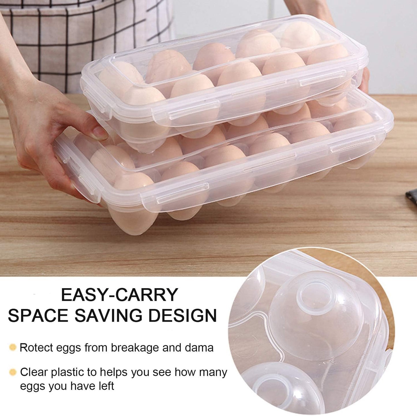 XBY-US 2 Pack Covered Egg Holders For Refrigerator, Plastic Storage Container/ Deviled Egg Tray Carrier with Lid Fits 18X2 Eggs(36 Eggs)