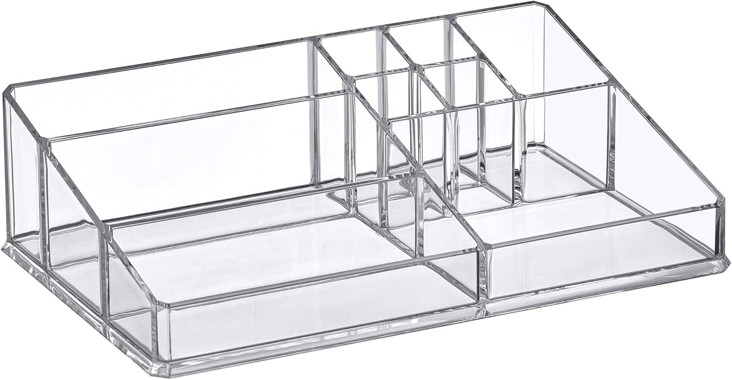 Amazing Abby - Tiffany - Acrylic Cosmetic Organizer, Transparent Plastic Makeup Holder, Compartmented, Shatter-Proof, Perfect Bathroom Vanity Storage Solution for Beauty Supply, Large