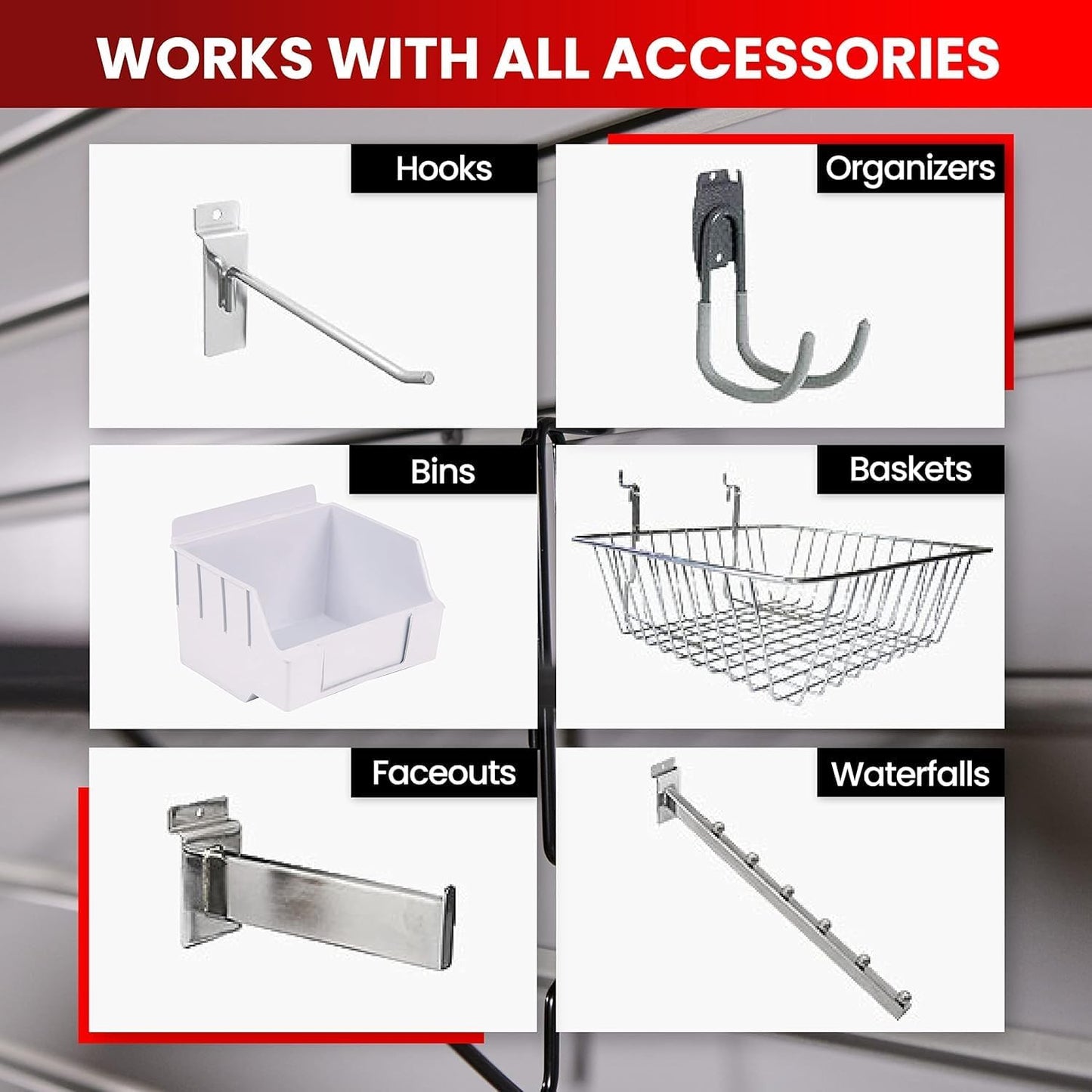 DLDIRECT 3 Colors - White Slatwall Panel Garage Organizer: Heavy Duty Wall Mounted PVC Rack, Interlocking Slat Paneling for Garage Storage, Slotwall Board, Shelves System