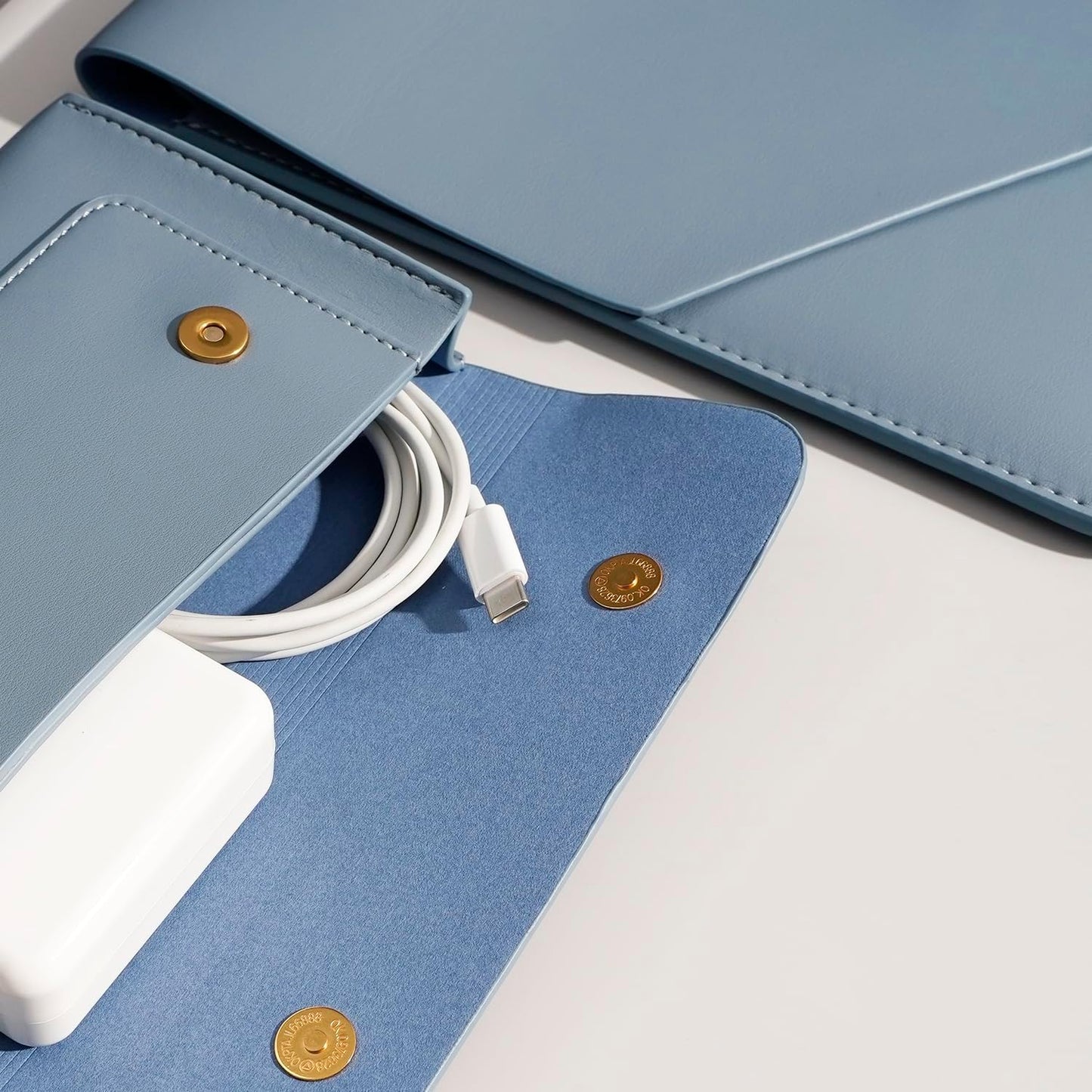 PU Leather Laptop Sleeve 16 Inch Compatible with New MacBook Pro 16 A2991 A2780, MacBook Pro 15, Surface Book 15, Dell XPS 15 with Small Pouch, Mouse Pad and Cord Organizer Color Blue