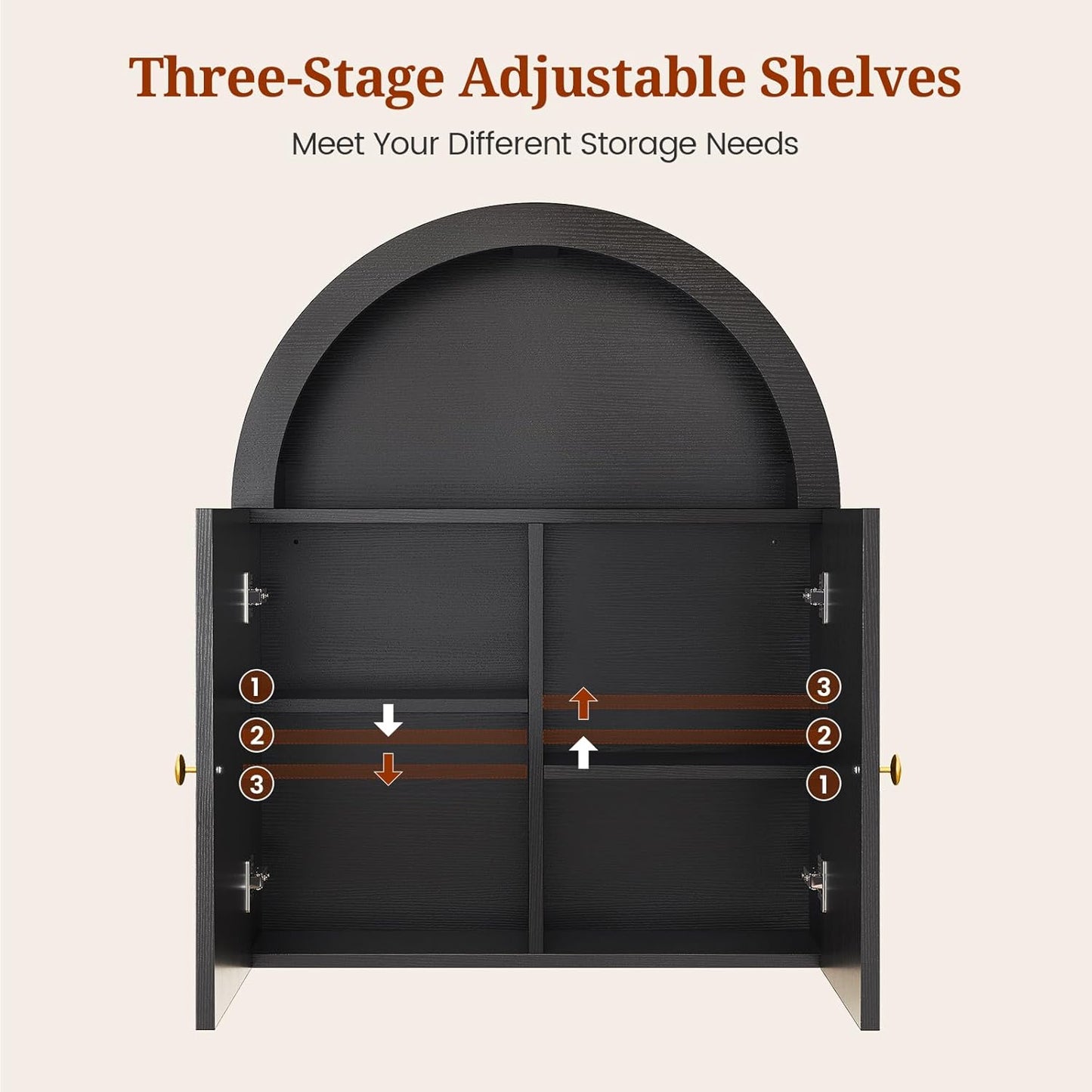 Arched Bathroom Wall Cabinet, 23.6 x 30.3'' Over The Toilet Cabinet with Grille Door, Adjustable Shelf, Wall Mounted Cabinets for Bathroom Laundry Room Kitchen (Grille Door, 30IN)