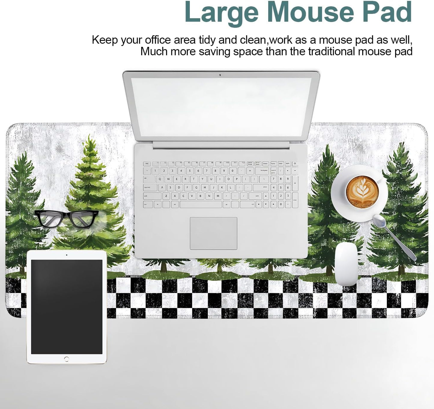 Christmas Tree Gaming Mouse Pad 35.4"x15.7"Desk Mat Anti-Slip Rubber Base & Durable Stitched Edges for Gamers Smooth Mouse Writing Surface for Desk Office/Home