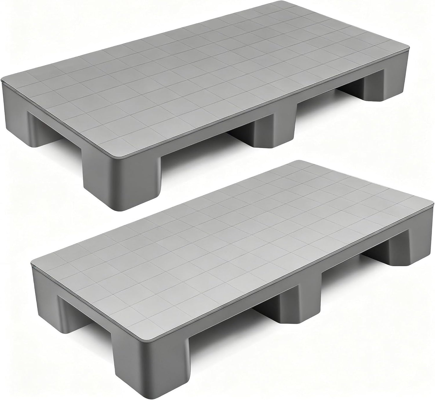 4 Pcs Plastic Pallet for Basement Storage Easy Stack Lightweight Floor Pallet Display Flooring Room Supermarket Christmas, Support up to 2000 Lbs (40'' L X 20'' W X 5.5'' H,Grey)