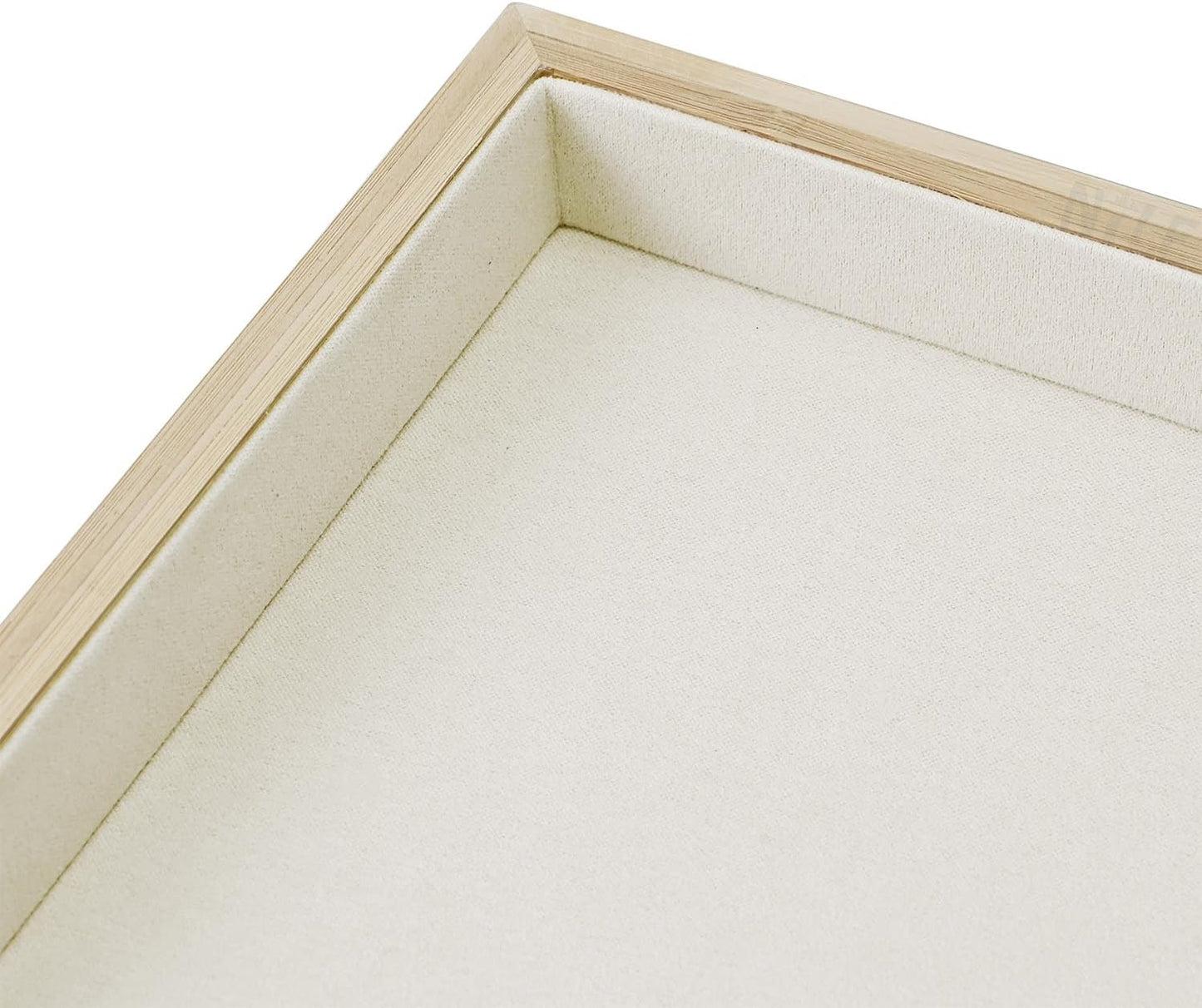 MOOCA 2 Pcs Bamboo Jewelry Display Tray, Presentation Tray, Organizer for Rings, Necklaces, Earrings, and Accessories, Beige Color, 14" W x 9.6" D x 1.2" H