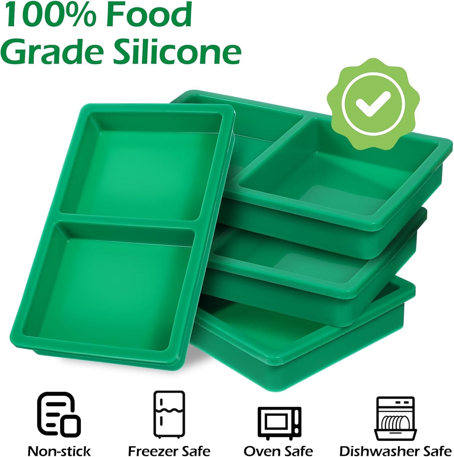 Silicone Tray Dividers for Harvest Right Freeze Dryer Medium and Small Trays, Silicones Food Molds for Harvest right freeze dryer accessories, 4 pcs Green silicone food freezer tray