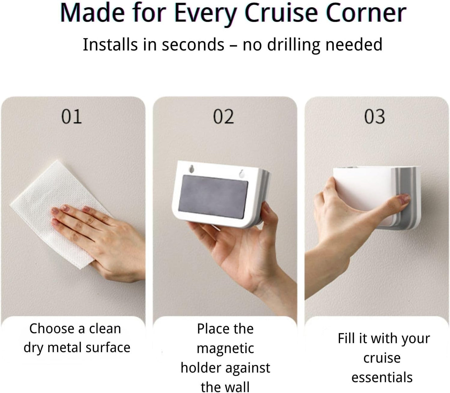 Cruise Magnetic Toothbrush Holder 2 Pack Cabin Walls, Foldable Toothbrush Organizer for Cruise Cabin Bathroom, Strong Magnet, No Drilling, Space-Saving Travel Essential