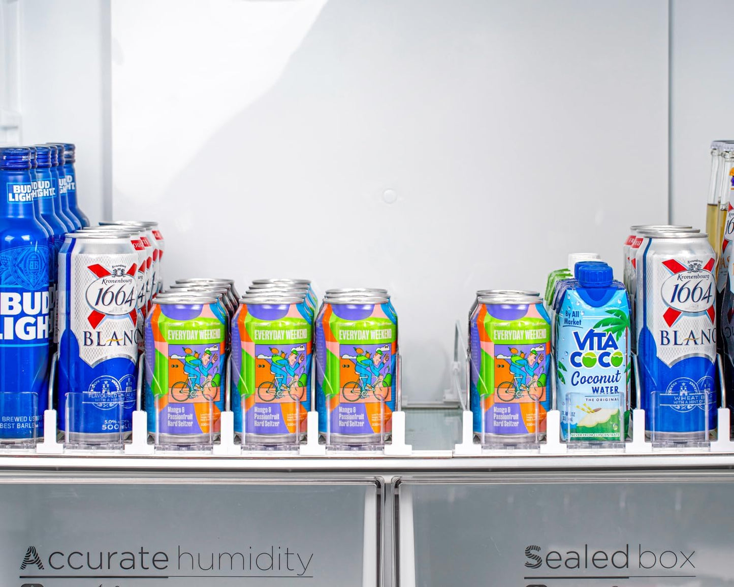 RULA Drink Organizer for Fridge, Self-Pushing Soda Can Dispenser for Refrigerator, Width Adjustable Beverage Pusher Glide - Holds up to 25 Cans (15" D, 5 Rows)