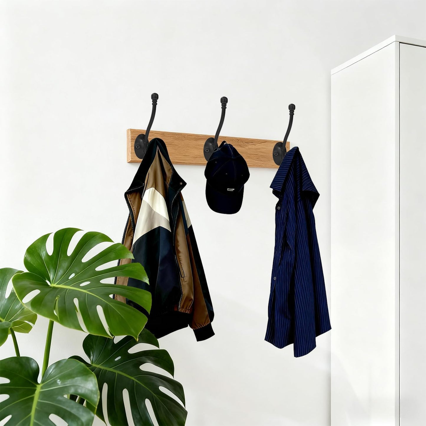 6 Pack Heavy Duty Wall Hooks for Hanging, Metal Coat Hooks Wall Mount, Easy to Install, Ideal for Living Room, Bathroom, Kitchen, Bedroom (Black)