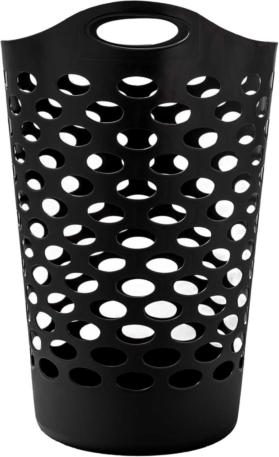 2.2 BUSHEL Flexible Laundry Basket,Tall plastic hamper for Clothes, Bedroom, and Storage - Portable Round Bin with Carry Handles 17.75" x 17.25" x 26", White,Black,3 pack (Black)