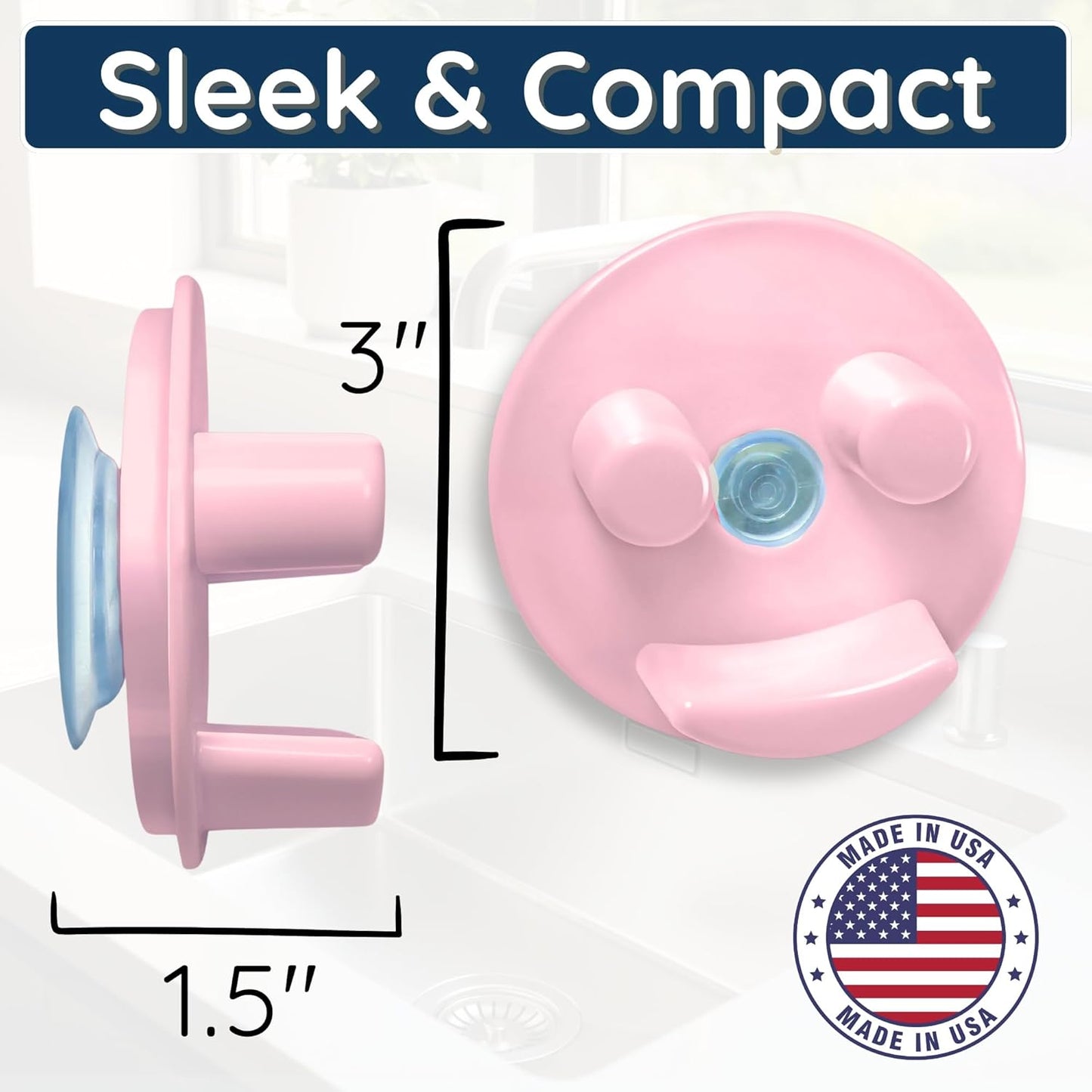 BeraTek Smiley Face Sponge Holder for Kitchen Sink - Stop Soggy Sponges, In Sink Sponge Holder with Suction Cup - Sponge Caddy Fits Most Happy Face Sponges - Pink, 1 Pack
