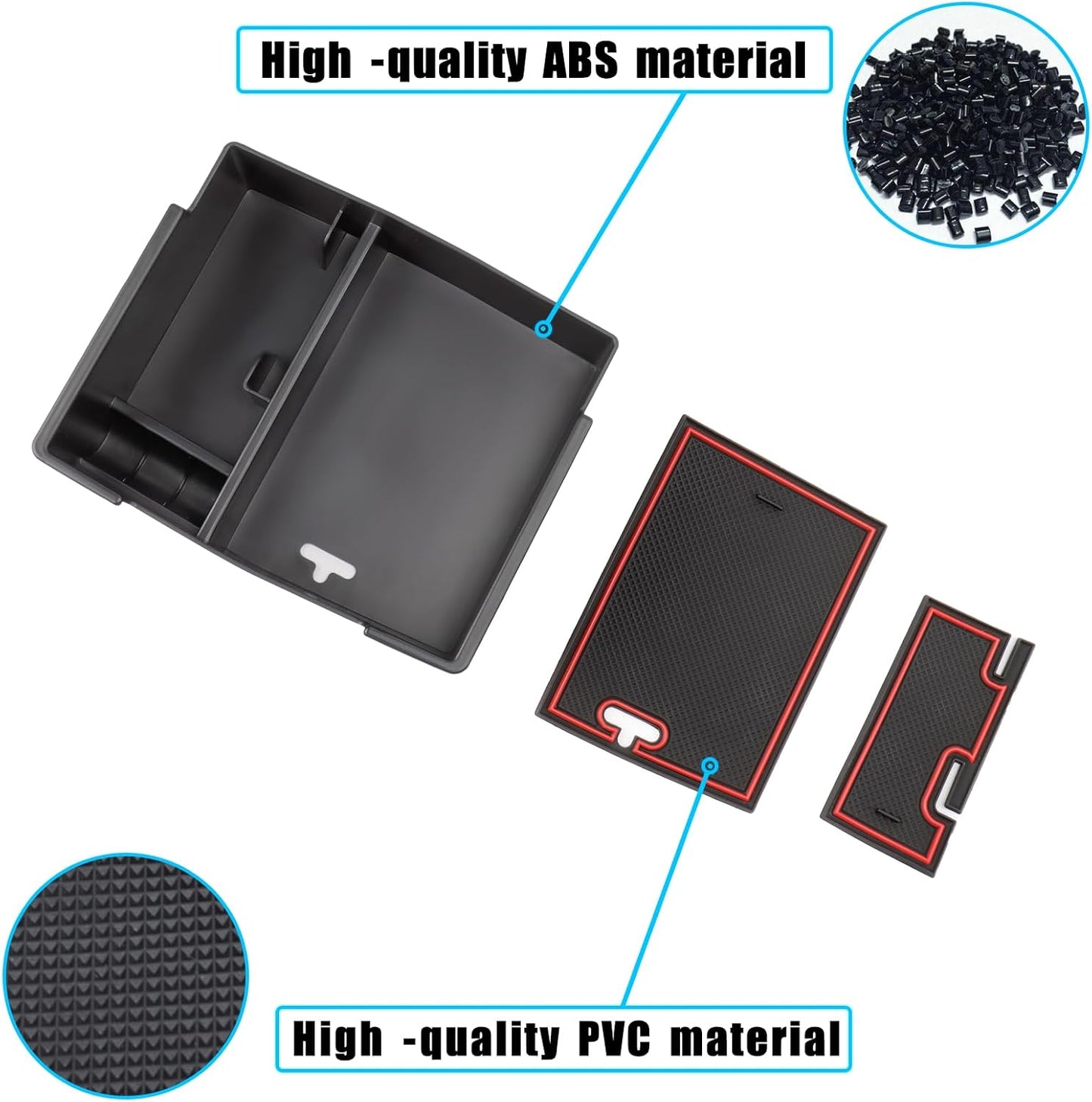 Center Console Organizer Compatible with 2024 2025 Toyota Tacoma Console Armrest Storage Box Interior Insert Storage Tray Secondary Accessories-Red