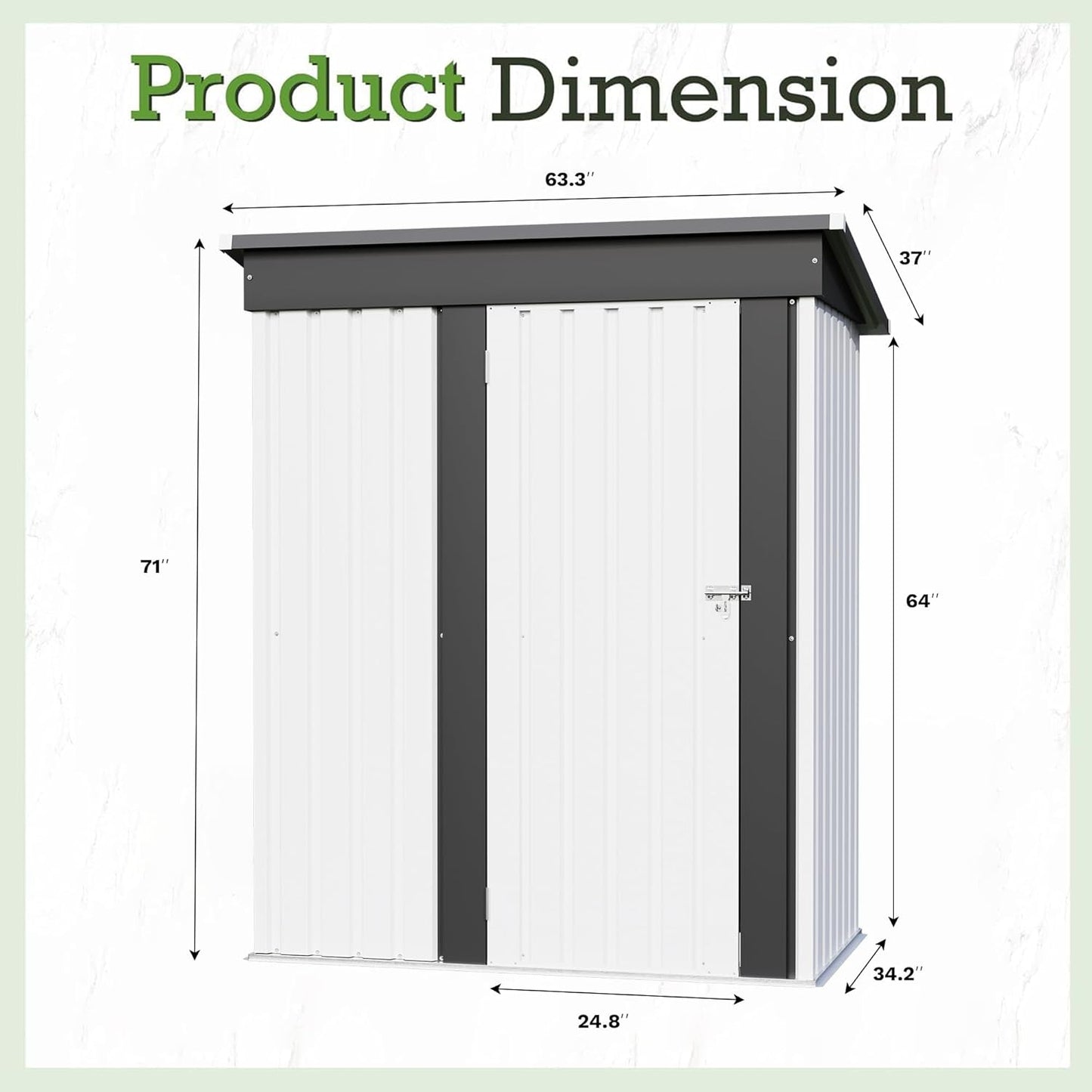 Furniwell 5x3 FT Outdoor Storage Shed, Metal Garden Sheds Outdoor Storage House with Single Lockable Door for Backyard Patio Lawn, White