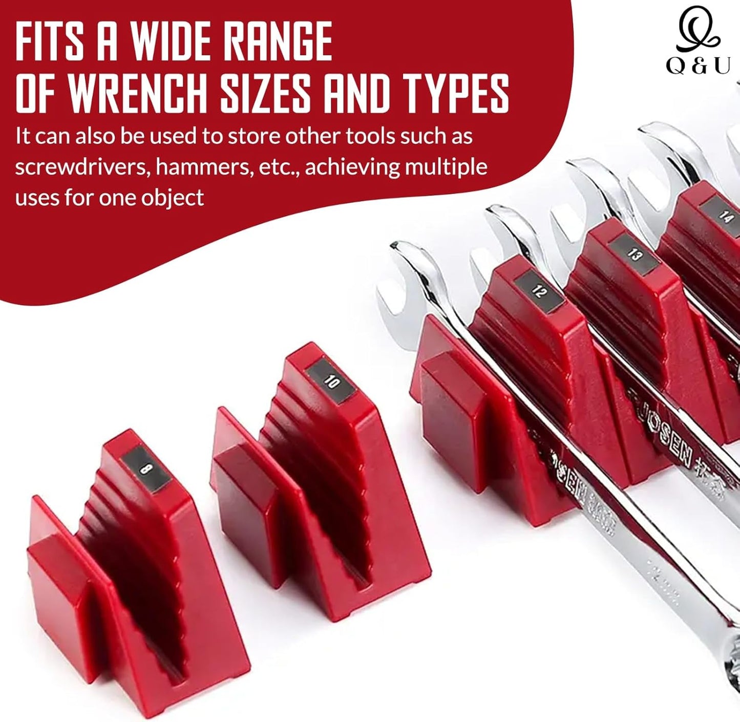 Q&U Wrench Organizer Modular System – 24 PCS Magnetic Wrench Organizer for Tool Box Drawer, Modular Wrench Organizer and Wrench Storage Rack, Heavy Duty Wrench Holder