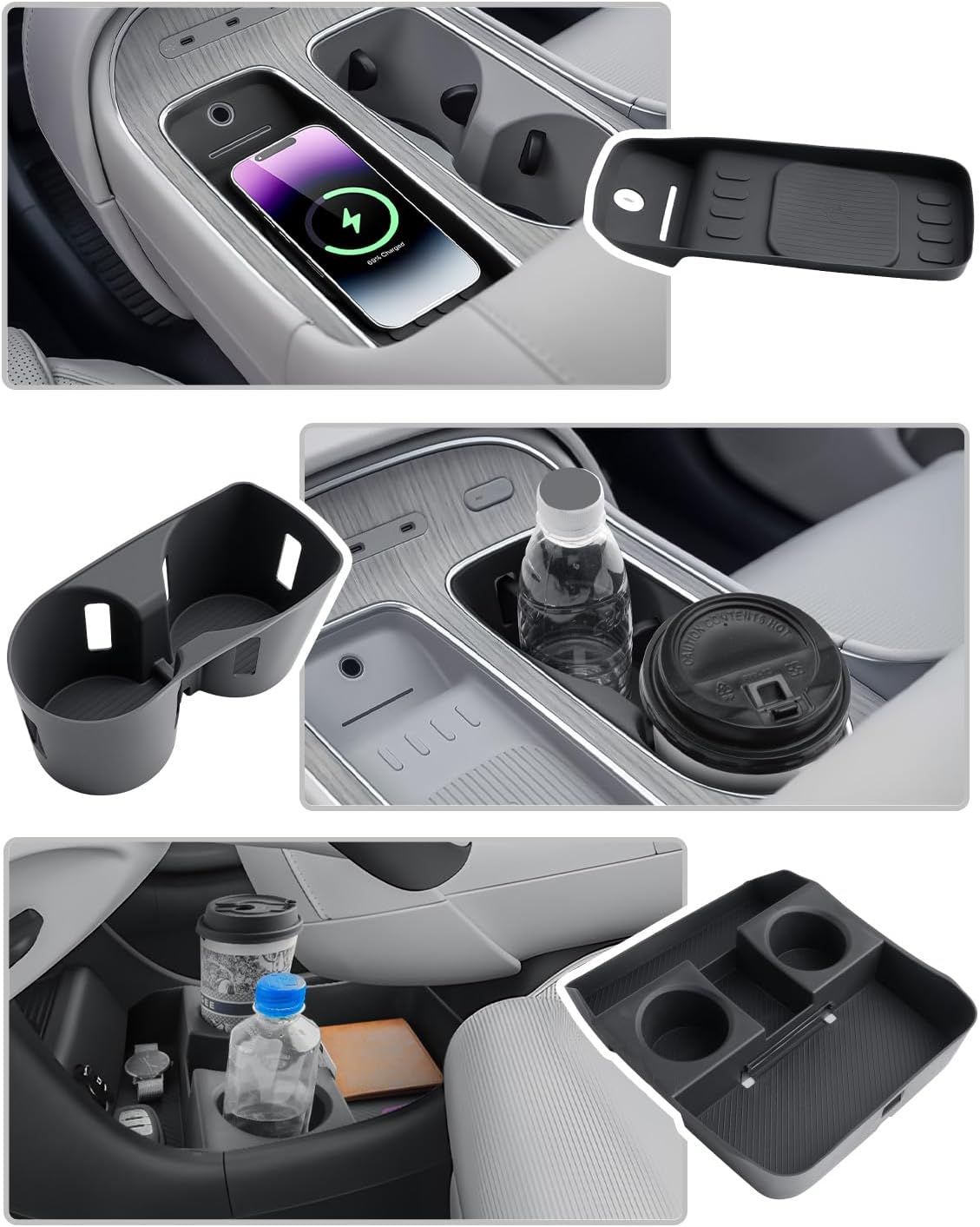 CDEFG 3Pcs for 2026 Hyundai Palisade Center Console Organizer, for 2026 Hyundai Palisade Accessories Lower Console Organizer Wireless Charging Mat
