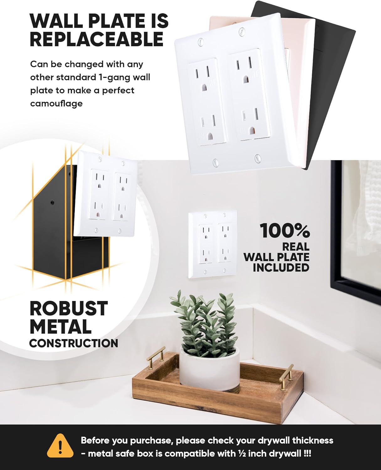 Elder Welder® Electrical Outlet Hidden Wall Safe | 100% Real Wall Plate Included | Easy to Install | Hidden Safe for Money | Wall Safes Between Studs | Secret Storage | Invisible Safe