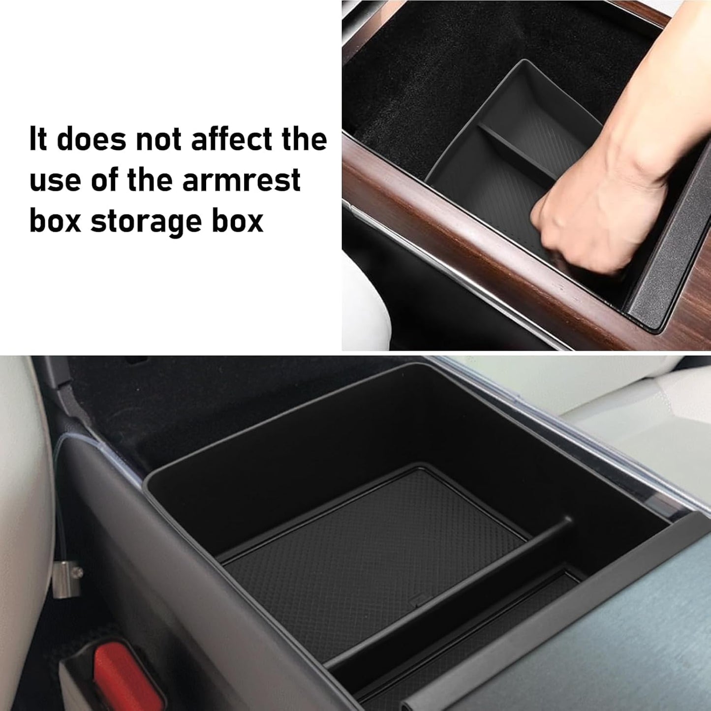 Yumzeco Center Console Organizer Tray Mat Compatible with Tesla Model S Model X 2022 2023 2024 2025, Central Control Lower Storage Box Pad for Tesla X S Accessories 2022 2023 2024 2025(2 PCS)
