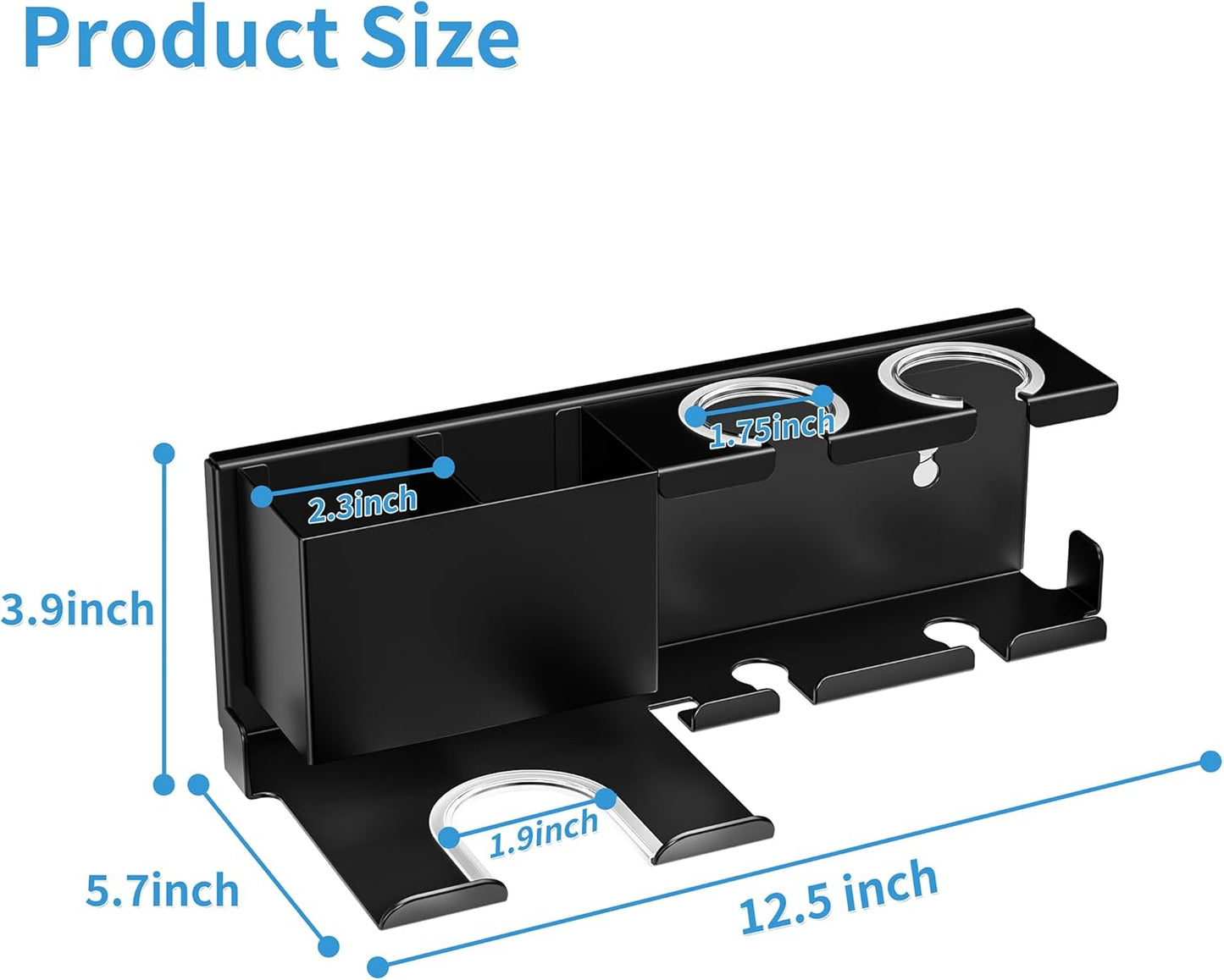 Hair Dryer Holder Wall Mounted, Metal Hair Tools Organizer, Hair Dryer Holder for Blow Dryer, Curling Iron, Straightener, Bathroom Hair Accessories Tools Organizer, Black