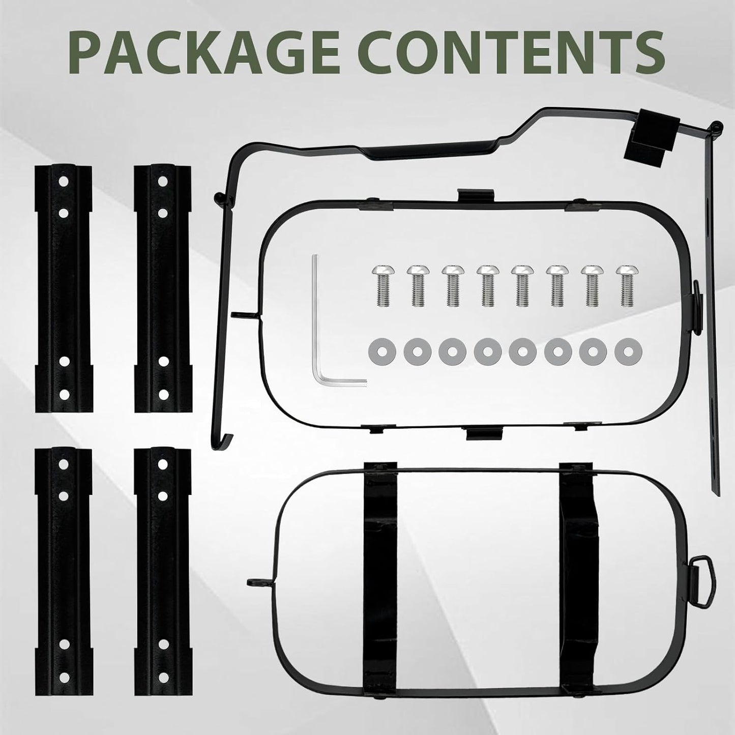 JUST-V Jerry Gas Can Holder 5 Gallon Water Storage Containers Holder Mount Only Holder Rack, Metal Fuel & Gasolina Container, Detachable Carrier Mount Gas Can not Included
