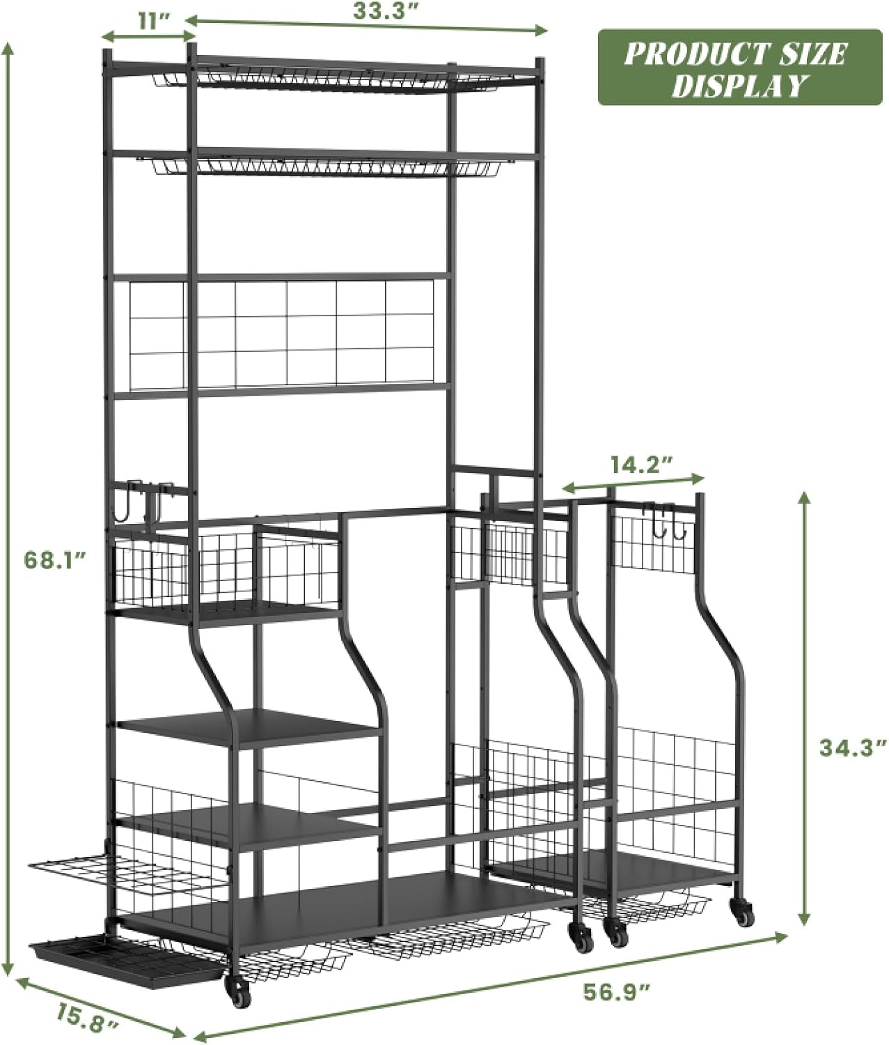 Golf Organizer for Garage, 3 Bag Golf Bag Holder Stand with Shelves & Club Rack, Multi-Functional Adjustable Golf Equipment Storage System