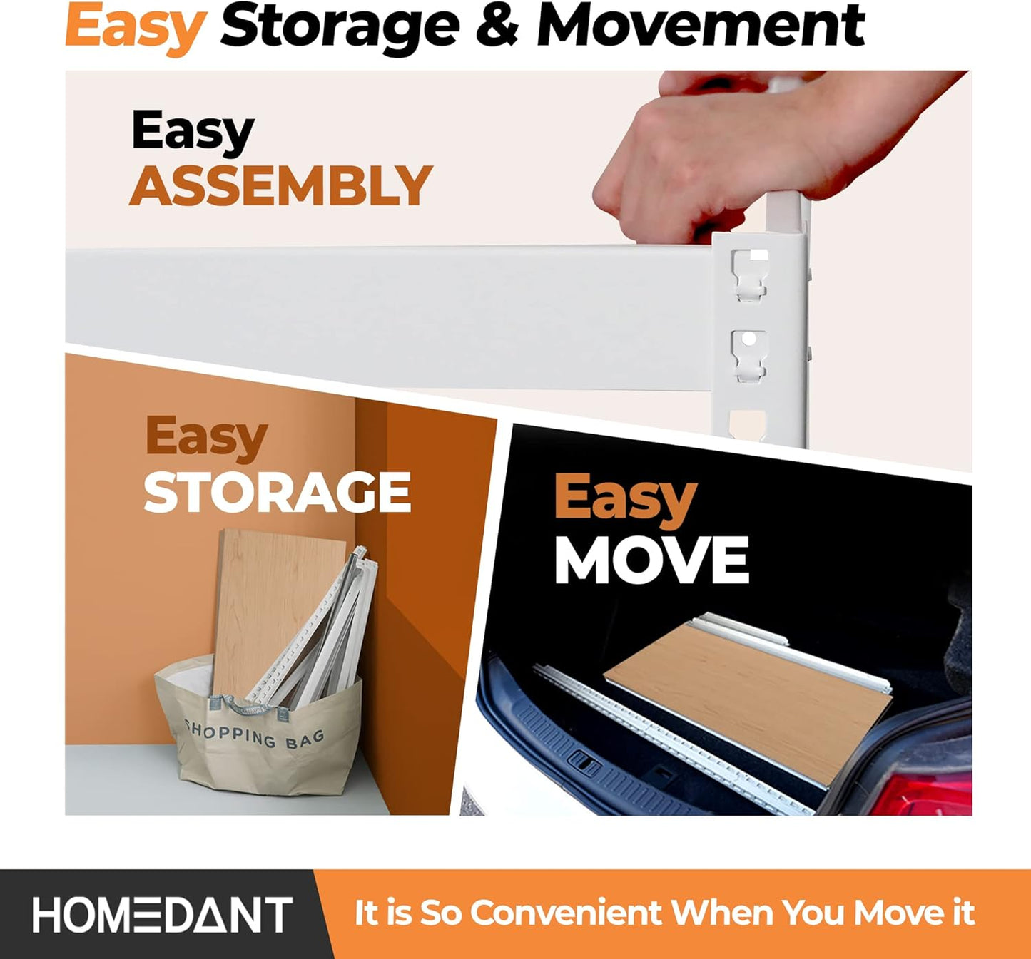 HOMEDANT 5 Tier Storage Shelves Adjustable Laminated Boltless Garage Metal Shelving Unit Heavy Duty Utility Rack Shelf Warehouse Pantry Closet Kitchen (2, (M) 35.9" W, White)