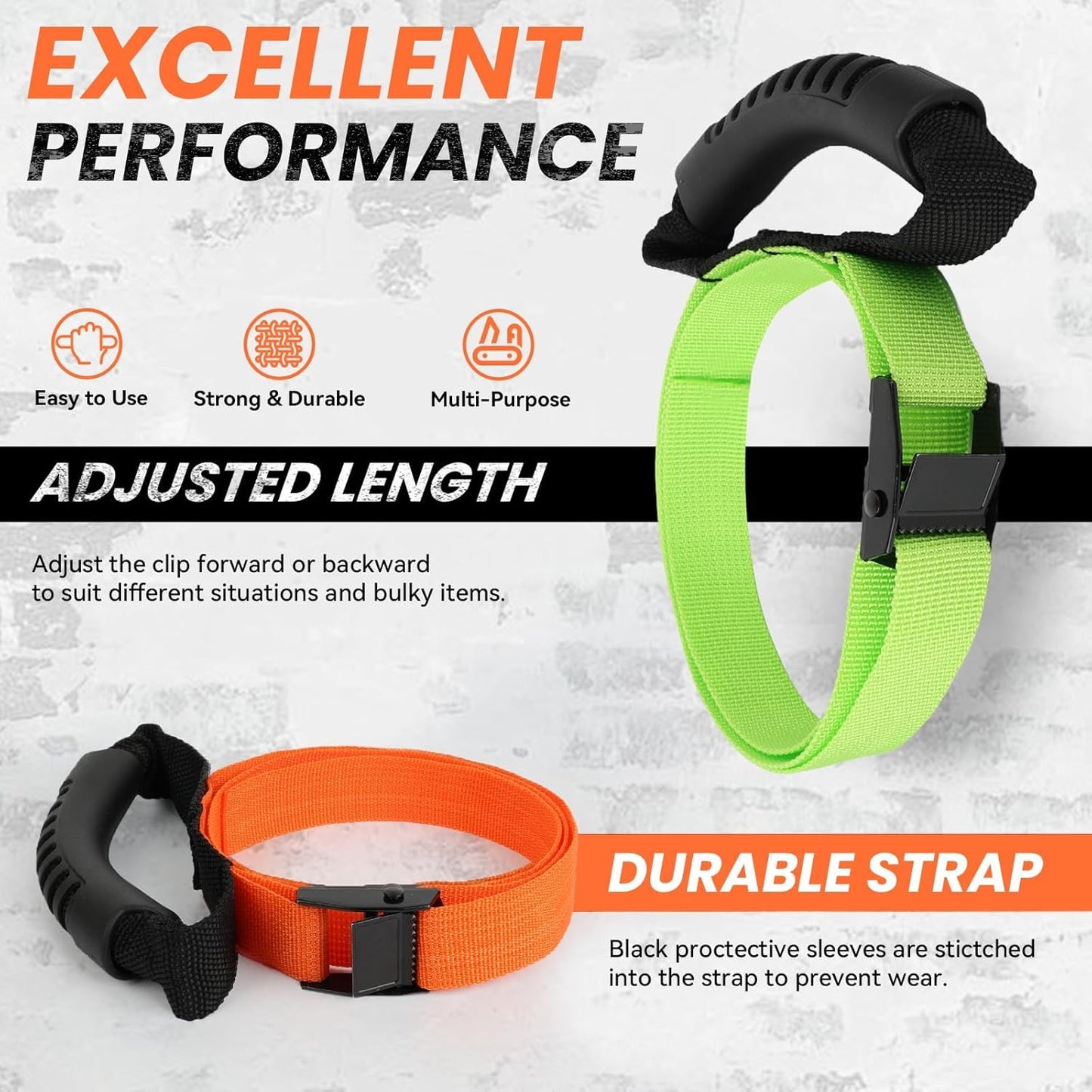 3 Pcs Heavy Duty Storage Straps with Handle Easy-Carry Wrap Cables Holder Easy Extension Cord Organizer Adjustable Lock Slider Buckles Storage Straps for Cables Ropes Hoses