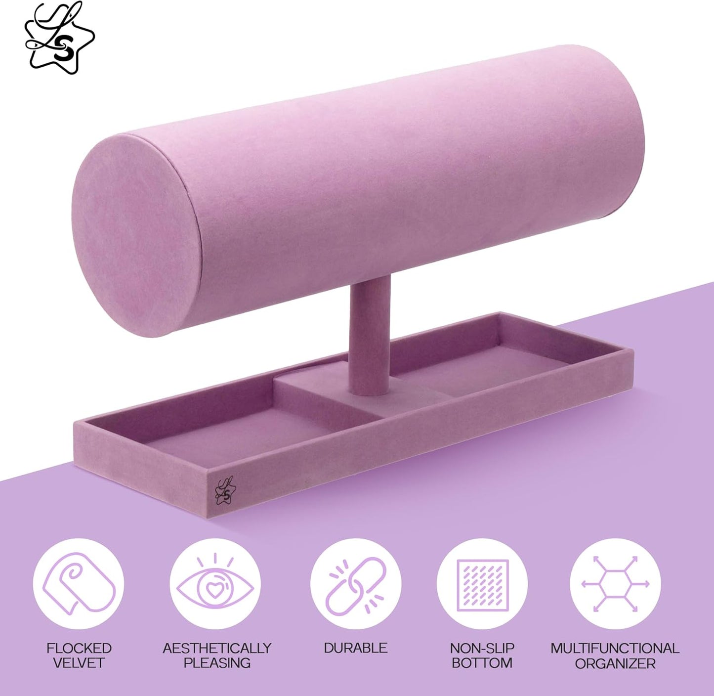 LS Lulu & Summer Headband Holder Organizer - Storage Stand Display Rack for Headbands, Hairband, Disney Ear, Tiara and Hair Accessories in Women and Girls Room (Purple)