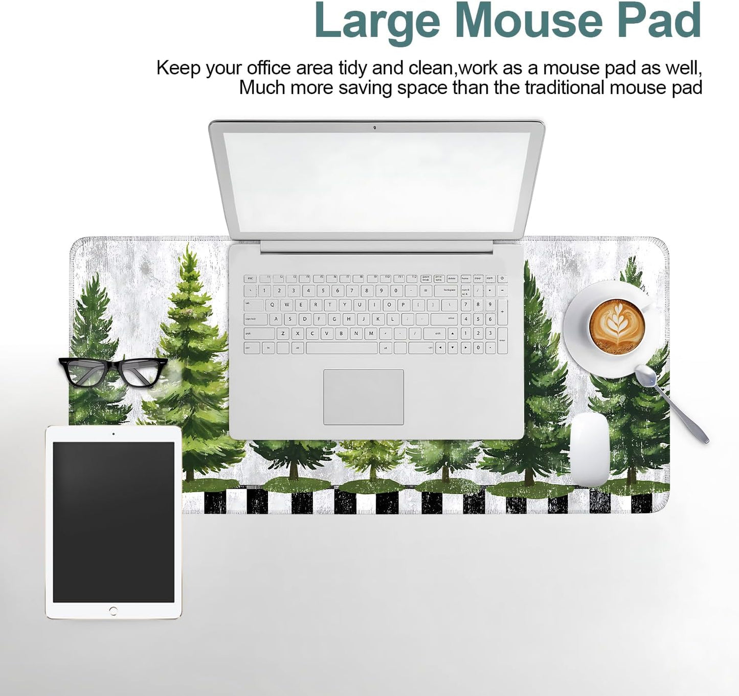 Christmas Tree Gaming Mouse Pad 31.5"x11.8"Desk Mat Anti-Slip Rubber Base & Durable Stitched Edges for Gamers Smooth Mouse Writing Surface for Desk Office/Home