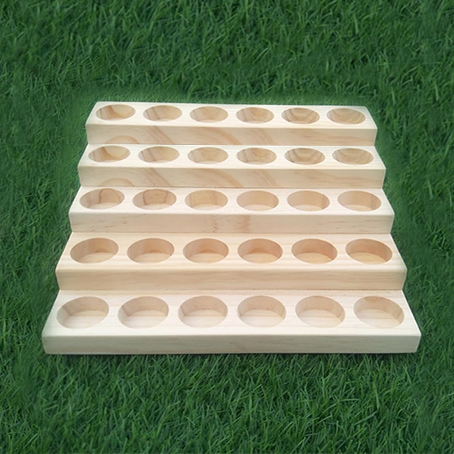 Wooden Essential Oil Display Stand 5 Tier Essential Oil Holder Solid Wood Essential Oil Rack 5 Layer 30-Bottle Essential Oil Display Stand Tabletop Oil Display Holder for 5-20ml Bottles