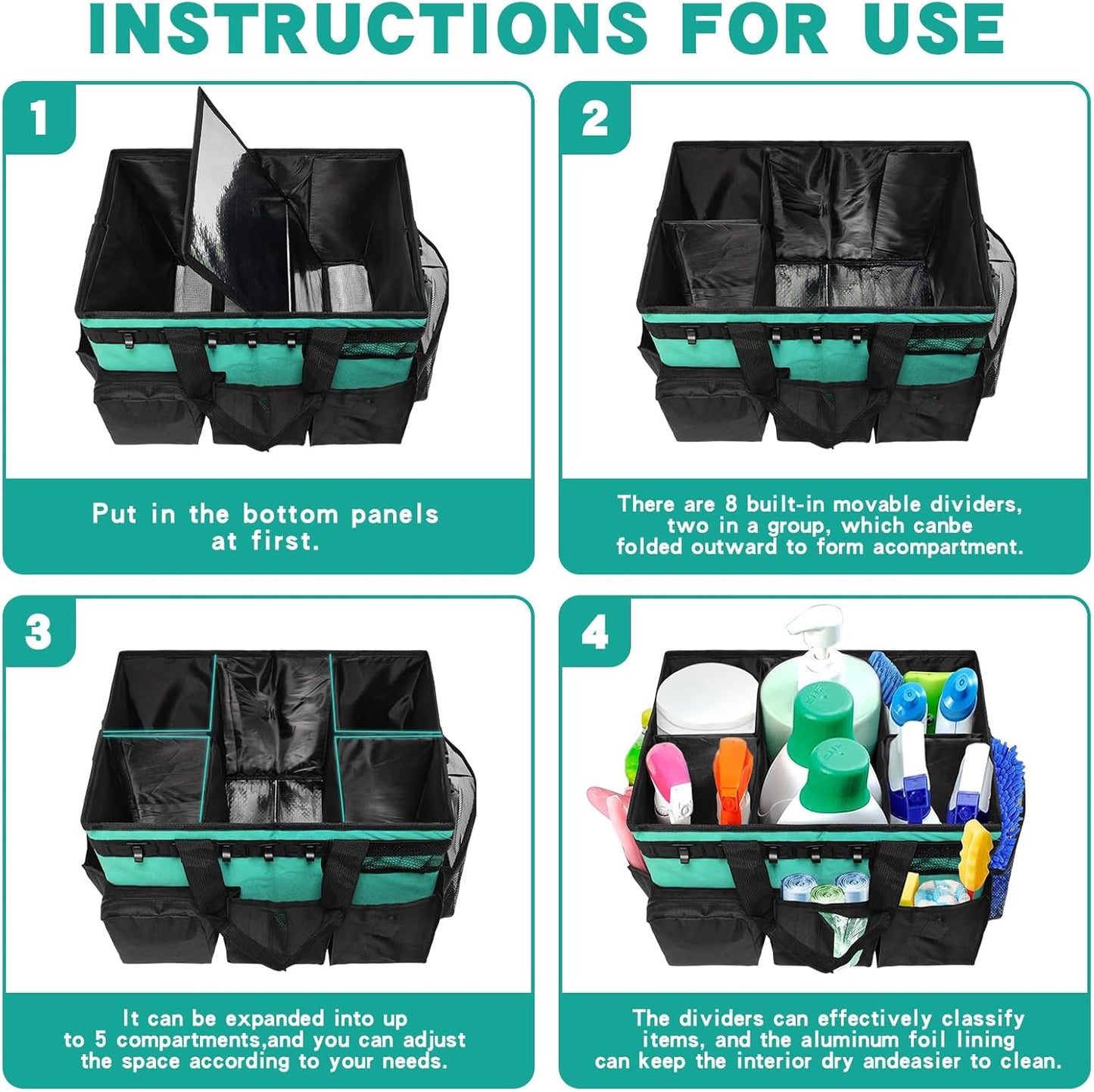 Wearable Cleaning Caddy Bag,WithDetachable Divider cleaning bags for housekeepers, With Adjustable Shoulder Strap for Cleaners & Housekeeper
