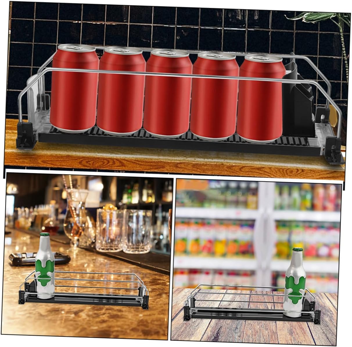 Luxshiny Automatic Pusher Can Dispenser for Fridge Smooth Finish Stable Material Soda Organizer for Refrigerator Beverage Storage Convenient Design
