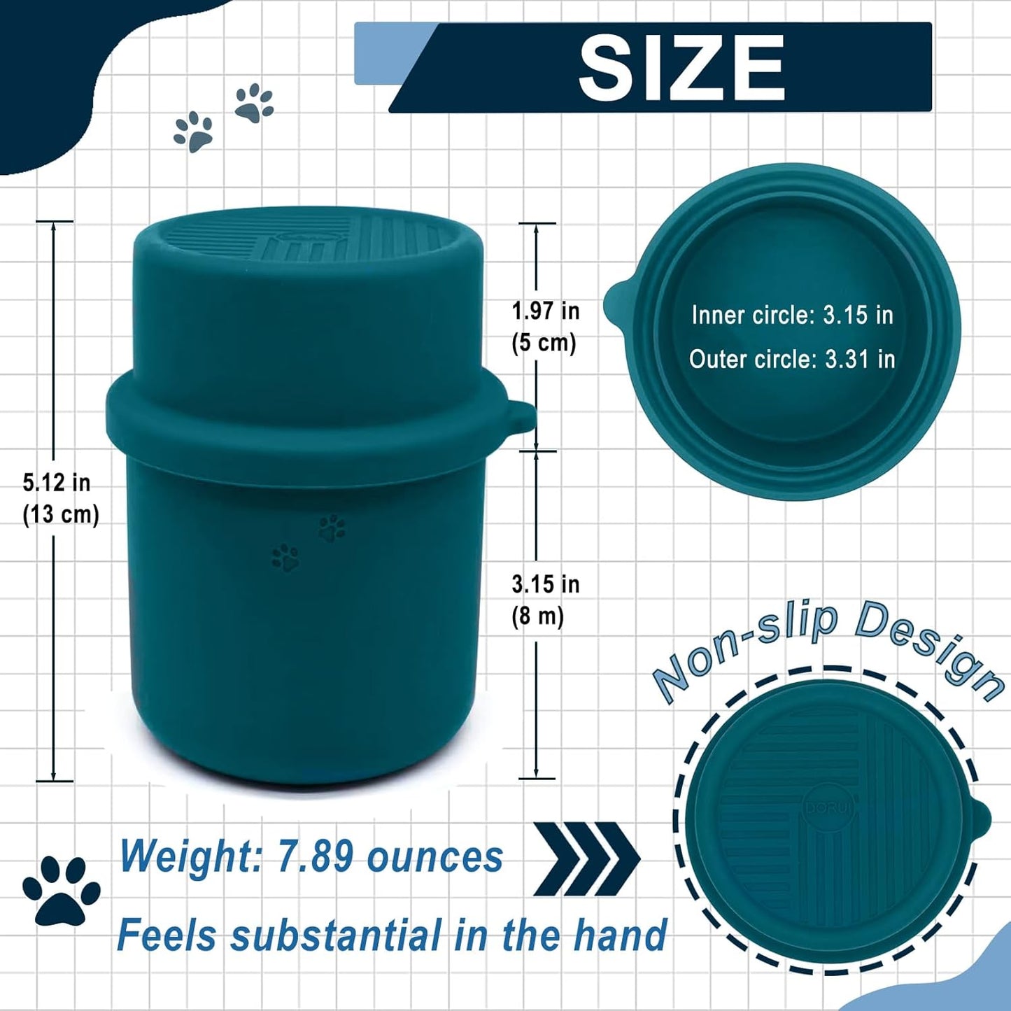 Original Canned Dog Food Storage Container | Silicone Can Cover Pet Food Sealer | BPA Free, Airtight, Dishwasher & Freezer Safe (Dark Blue)