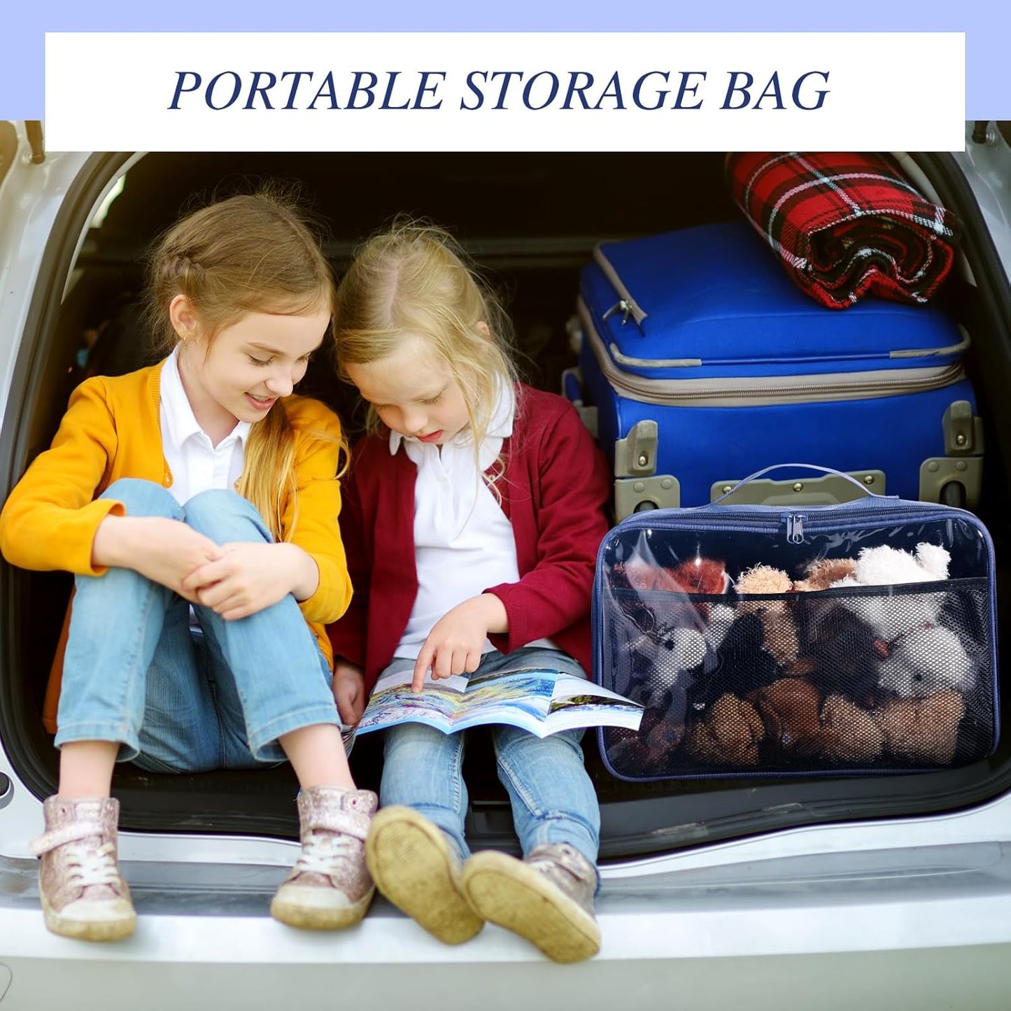 Abbylike 6 Pack Toy Storage Bag Bricks Building Set Car Toy Organization Bags for Traveling Carrying Case, Storage Organizer Puzzles(Navy)