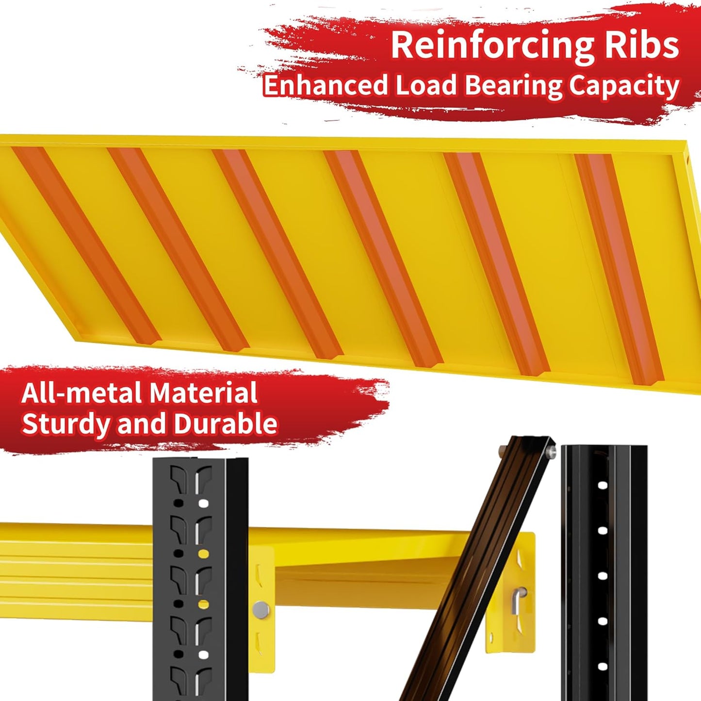 4000LBS Garage Shelving 48" W Garage Shelving Heavy Duty 4-Tier Metal Storage Shelves Adjustable Shelf Unit Storage Rack for Basement Supermarket Warehouse 48" W x 20" D x 78" H Yellow